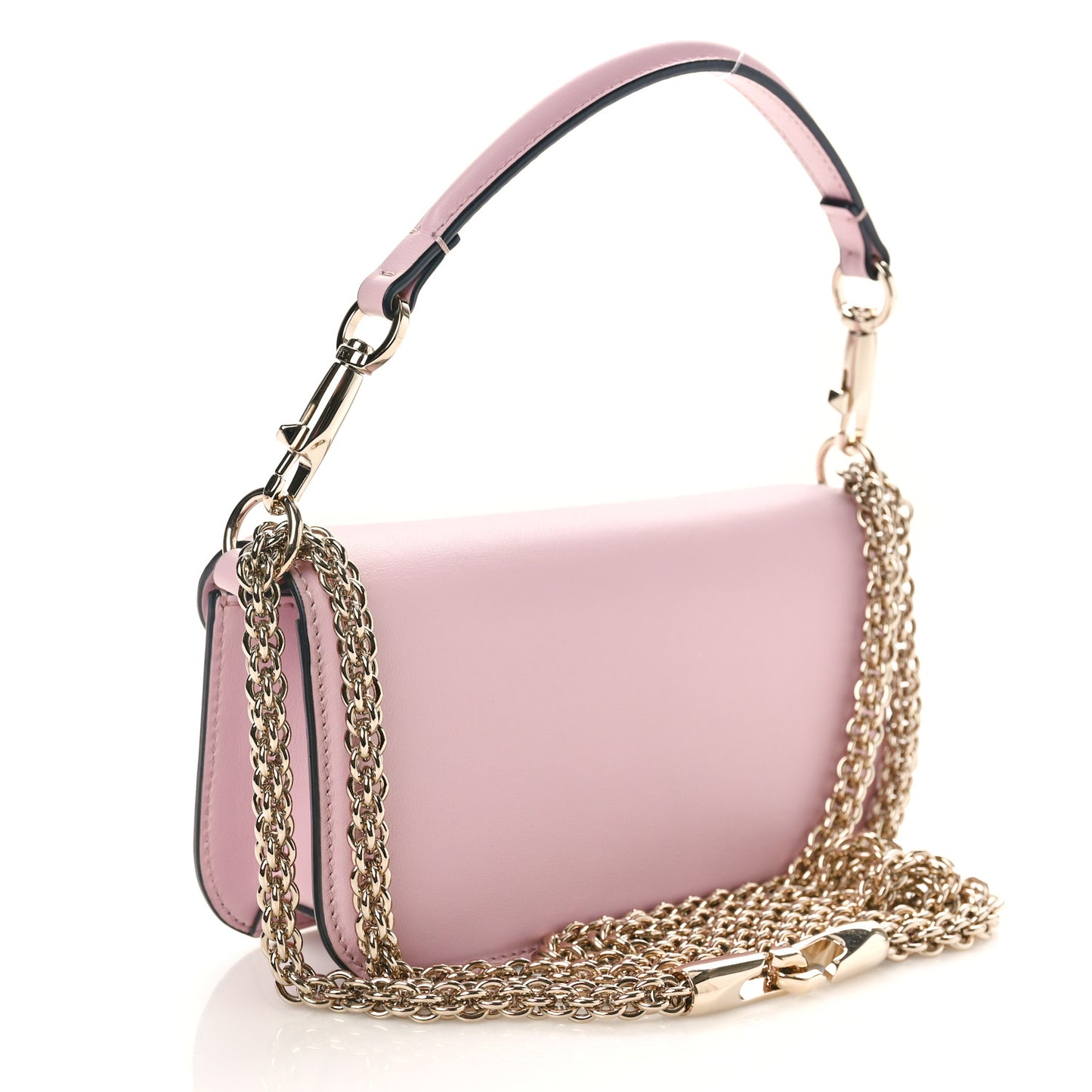 Calfskin Crystal Vlogo Small Loco Shoulder Bag Rose Cannelle