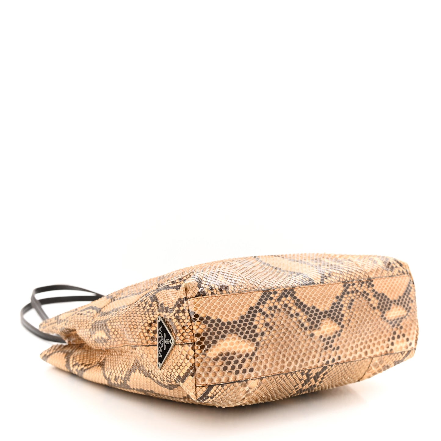 Snakeskin Triangle Shoulder Bag Beige