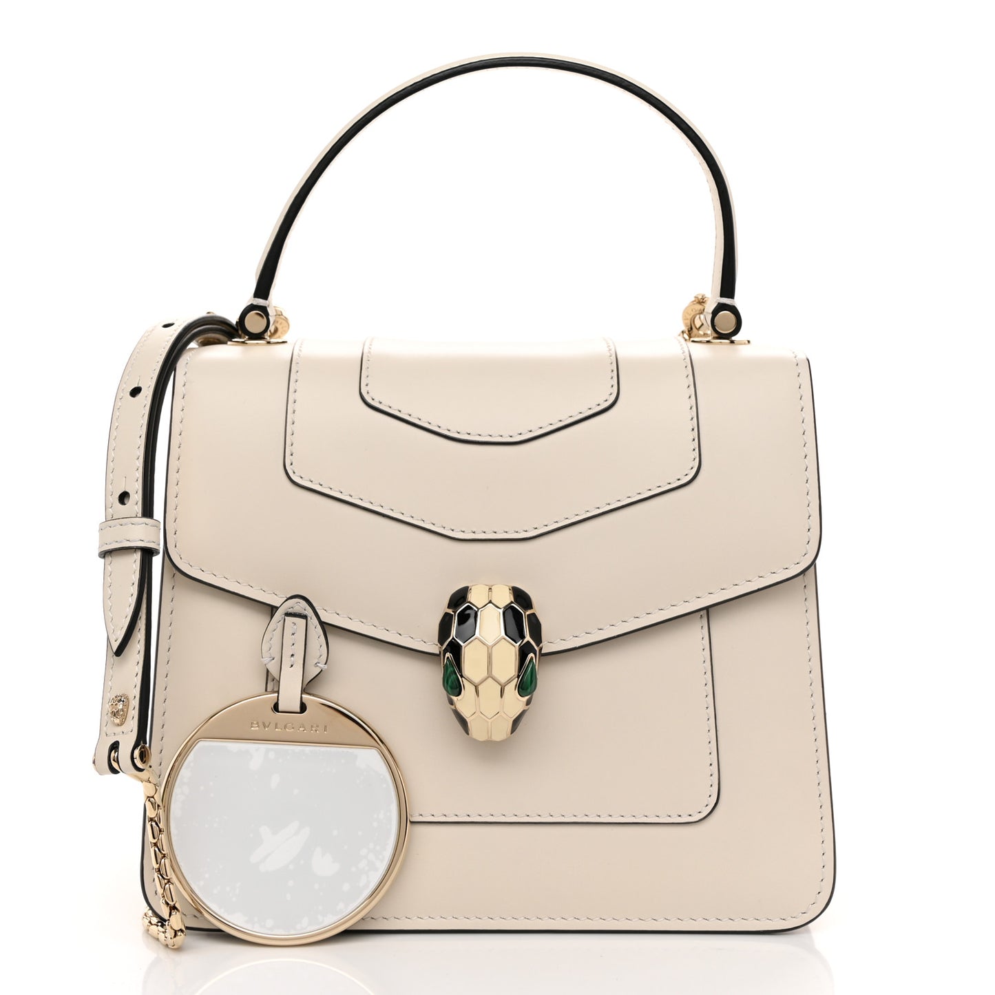 Calfskin Serpenti Forever Top Handle White