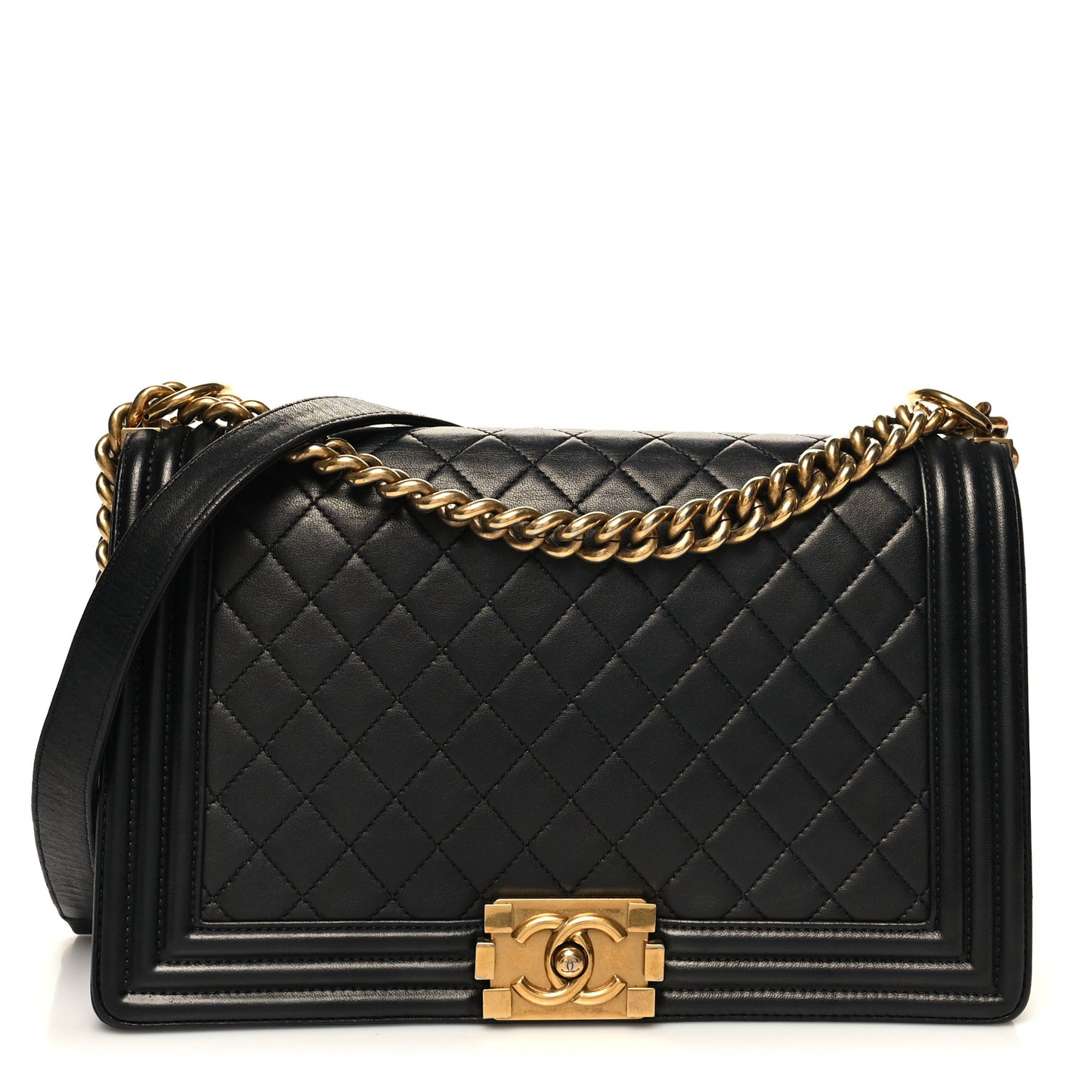 Lambskin Quilted New Medium Boy Flap Black