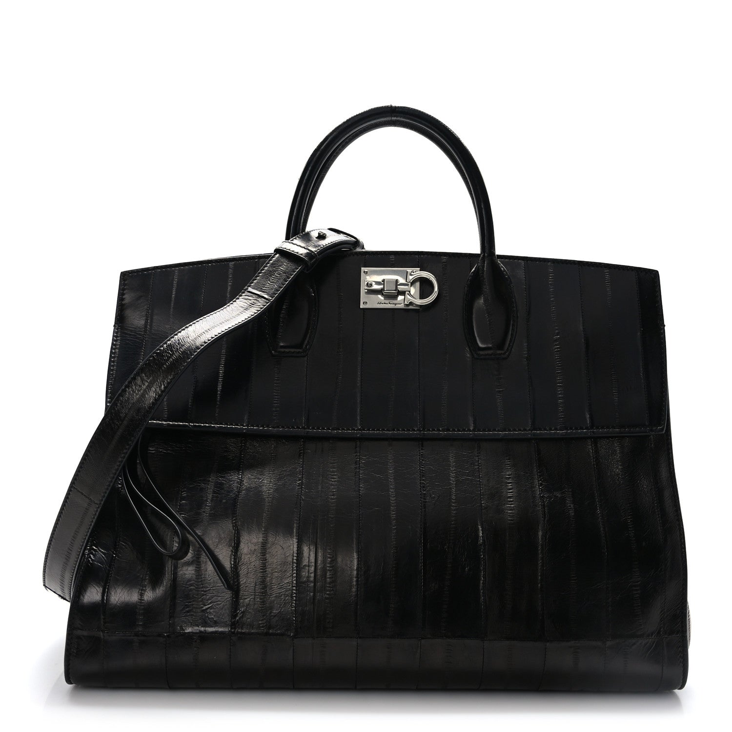 Salvatore Ferragamo Eel Large Studio Bag Black 1 of 8