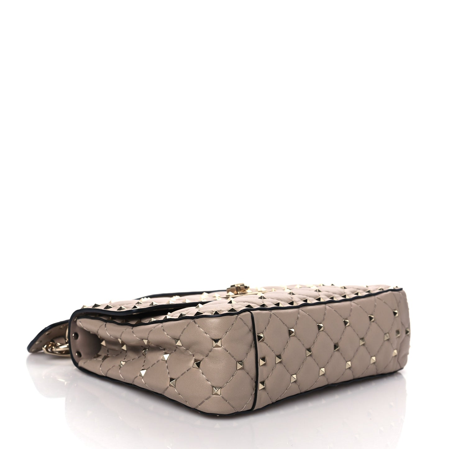 Lambskin Medium Rockstud Spike Shoulder Bag Poudre