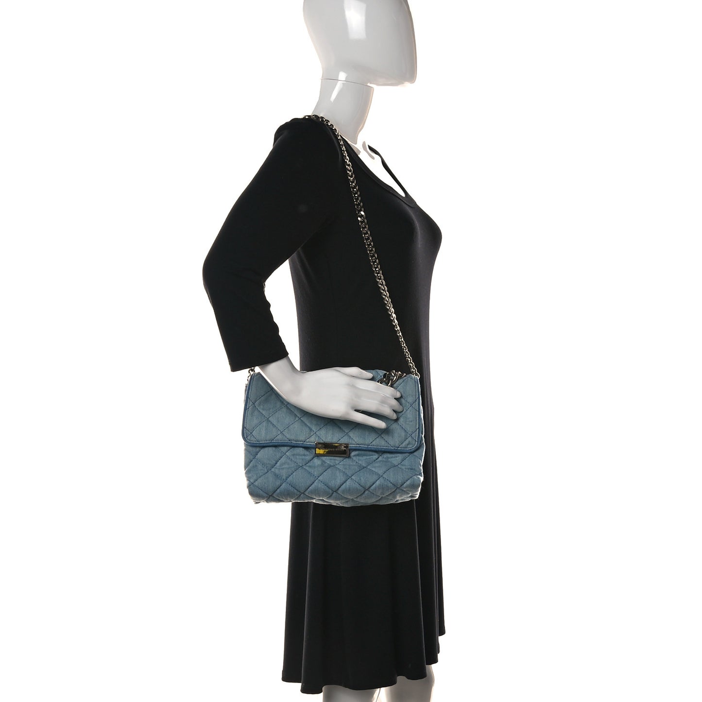 Eco Denim Quilted Small Beckett Shoulder Bag Blue