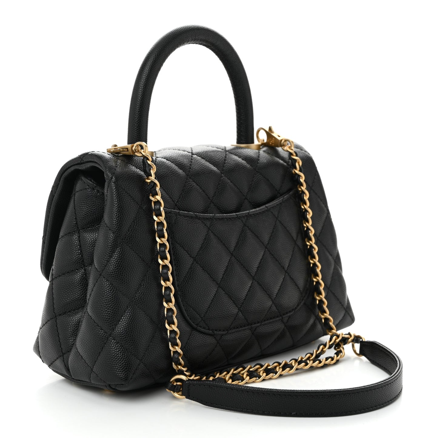 Caviar Quilted Mini Coco Handle Flap Black