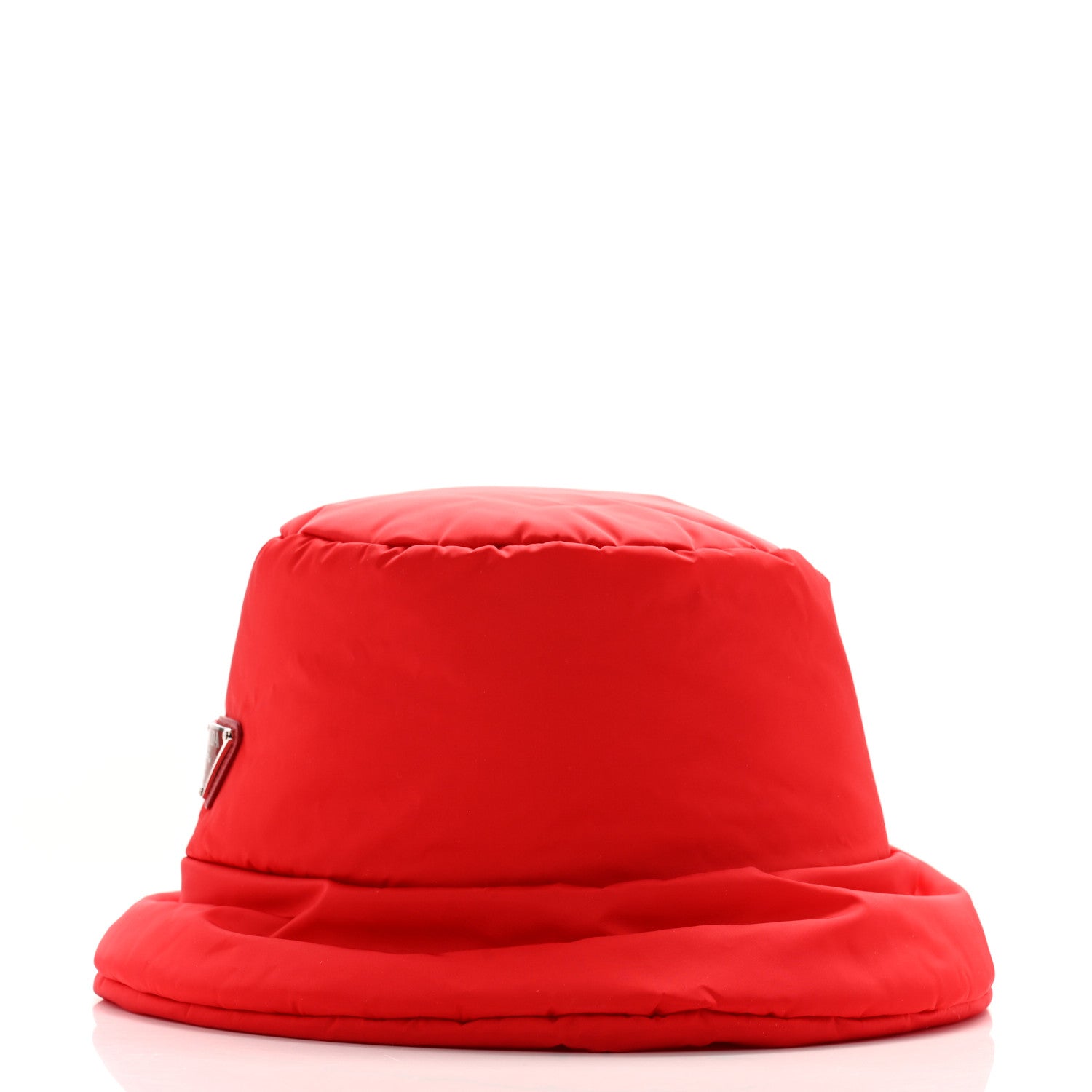 Prada Re-Nylon Metal Triangle Logo Mens Padded Bucket Hat M Rosso 4 of 10