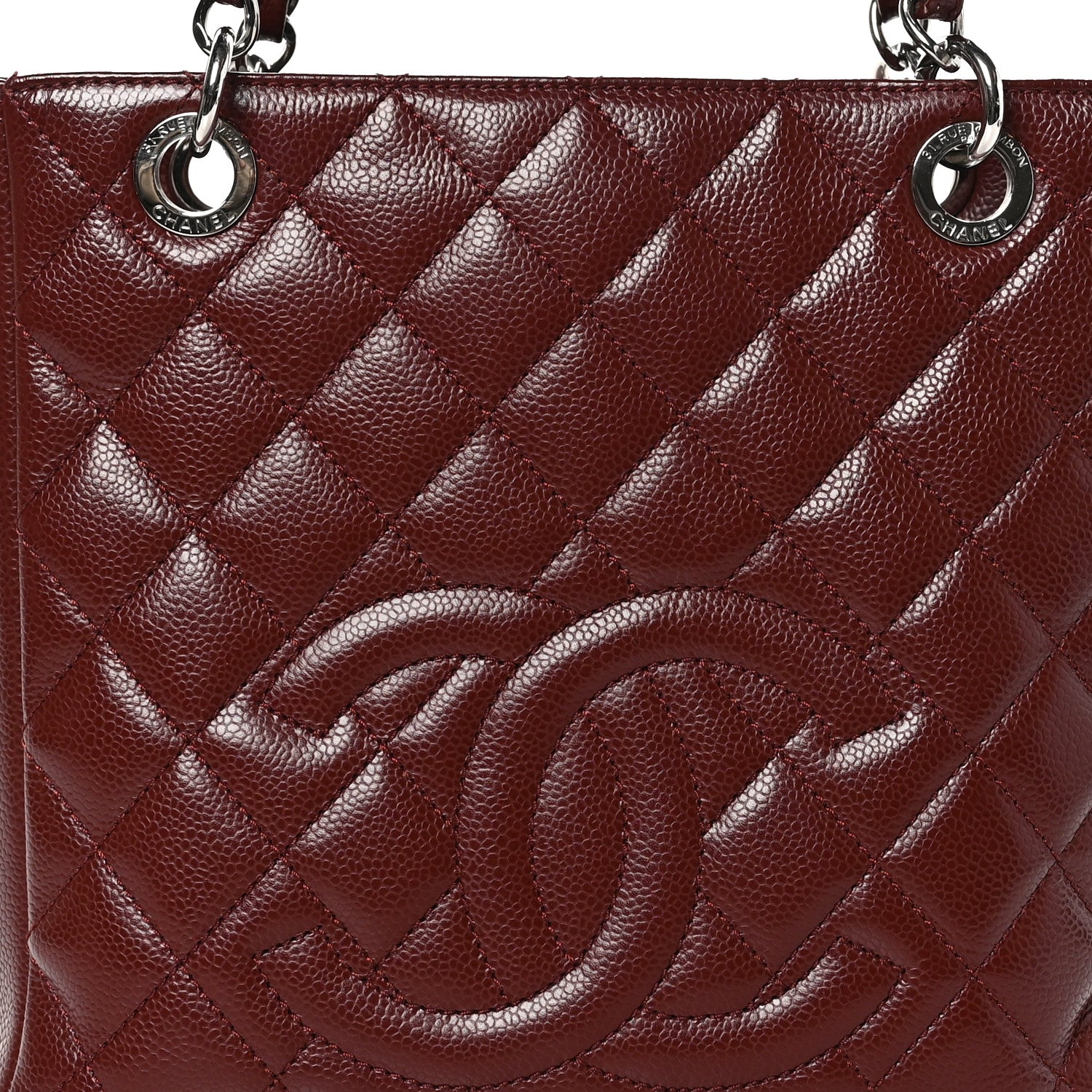 Chanel Caviar Quilted Petit Shopping Tote PST Burgundy 8 of 11