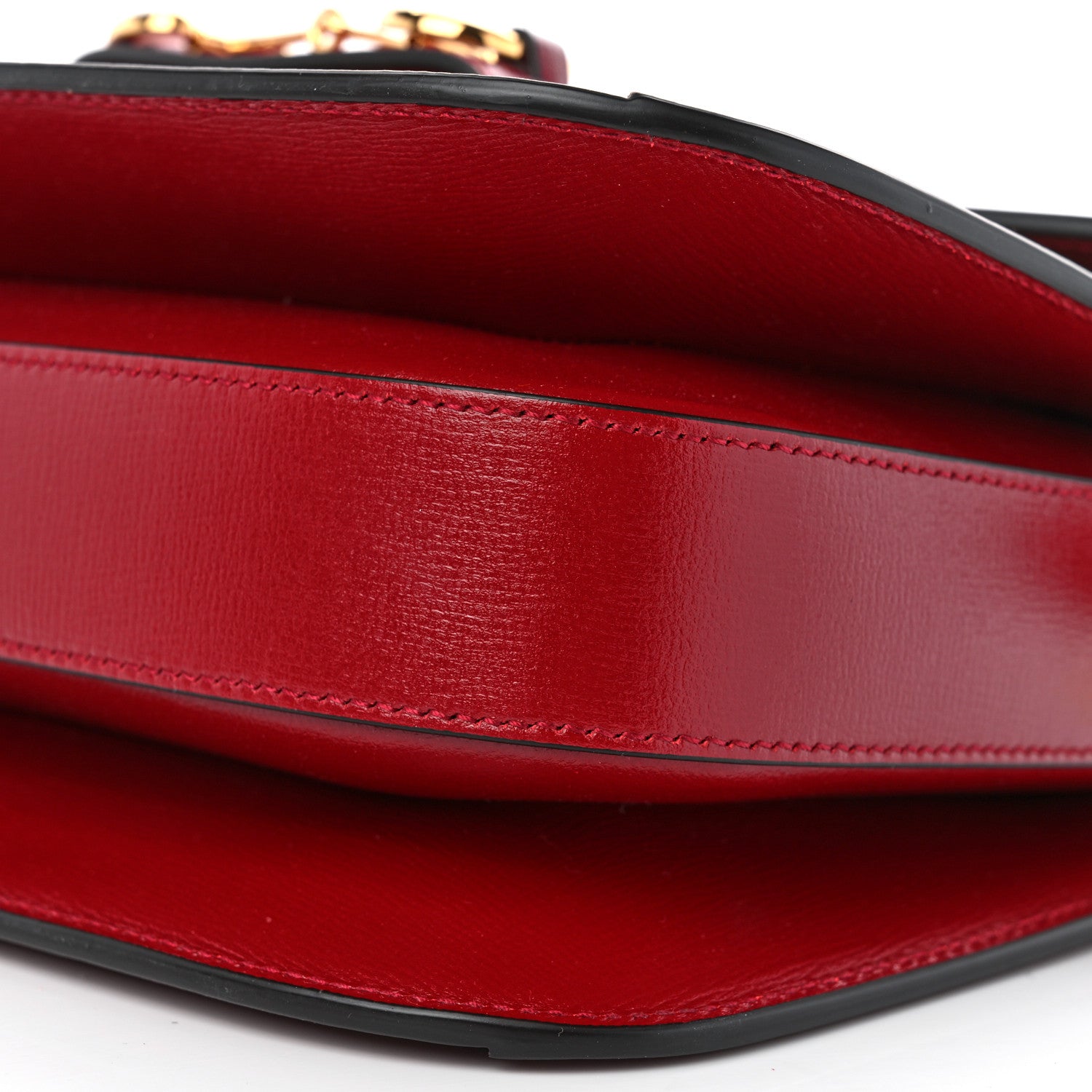 Gucci GG Supreme Monogram Azalea Calfskin Horsebit 1955 Shoulder Bag Beige Ebony New Cherry Red 10 of 10