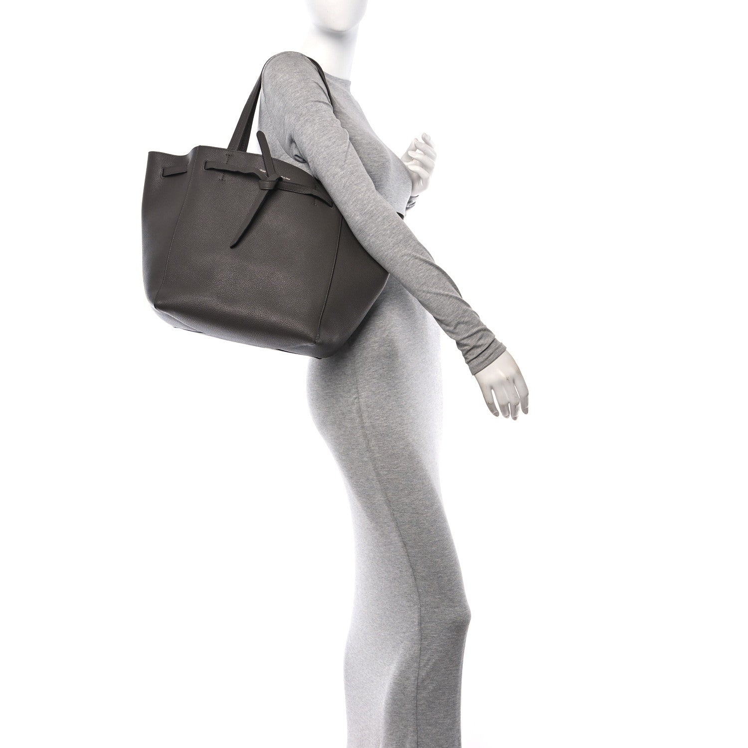Celine Soft Grained Calfskin Small Belt Cabas Phantom Medium Grey 3 of 13