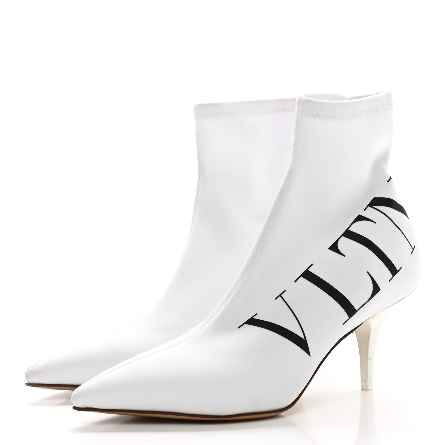 Valentino Garavani Eco Leather VLTN 70mm Sock Booties 36 White Black 3 of 8