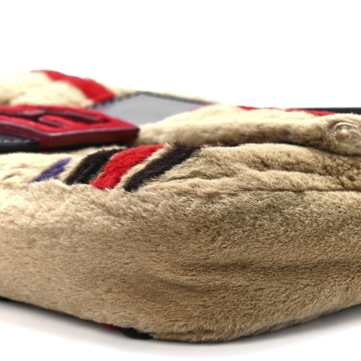 Rabbit Fur Striped Baguette Multicolor
