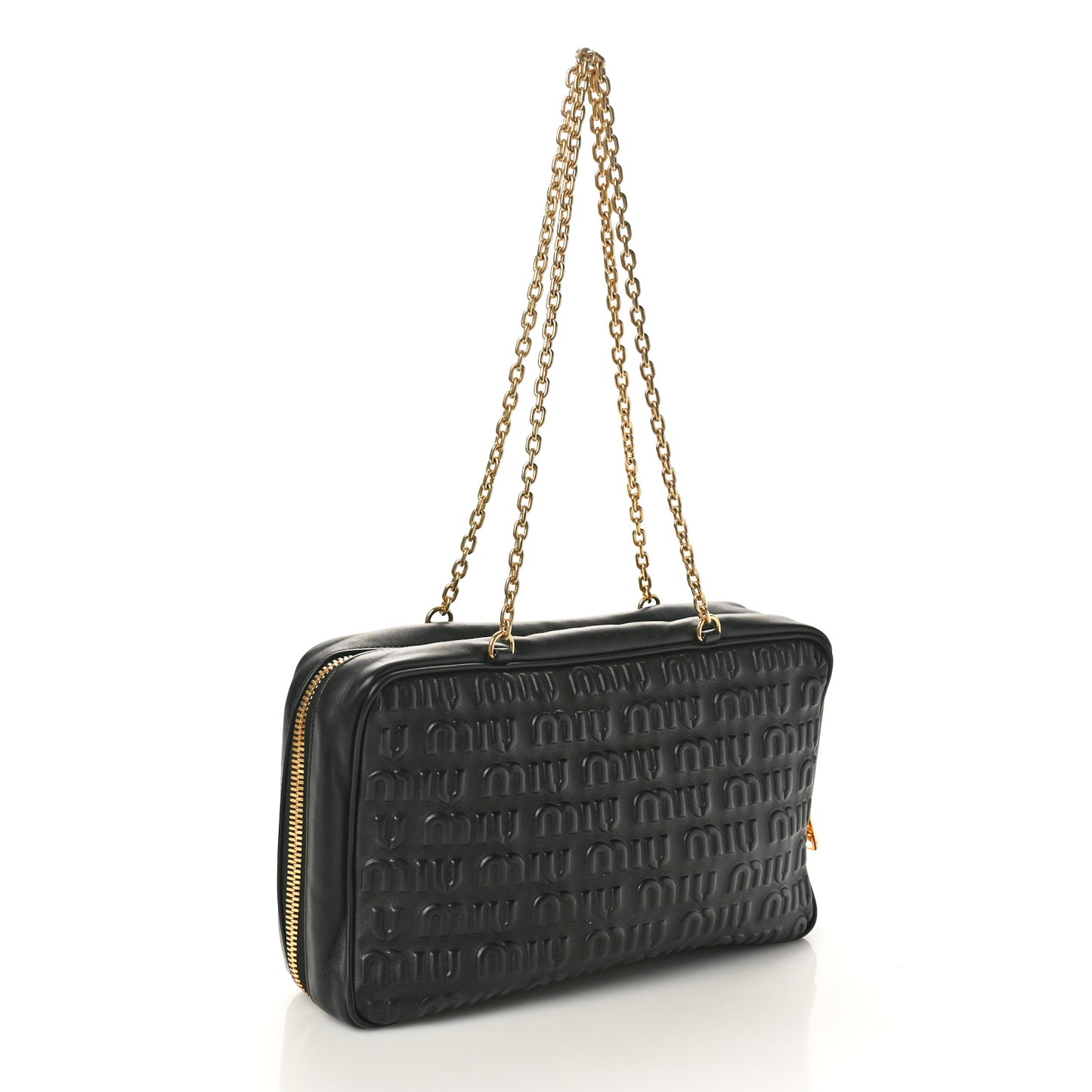 Softy Logo Embossed Chain Shoulder Bag Black