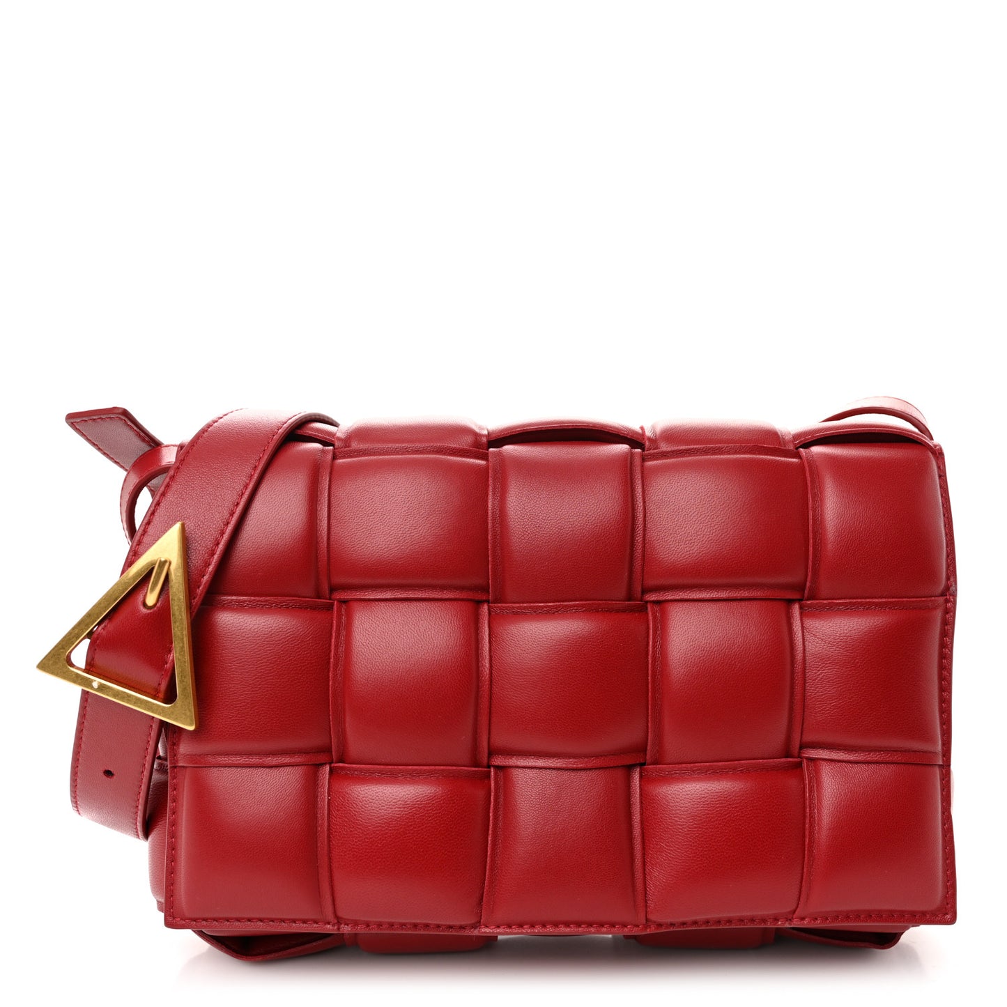 Nappa Maxi Intreccio Padded Cassette Crossbody Bag Dark Red