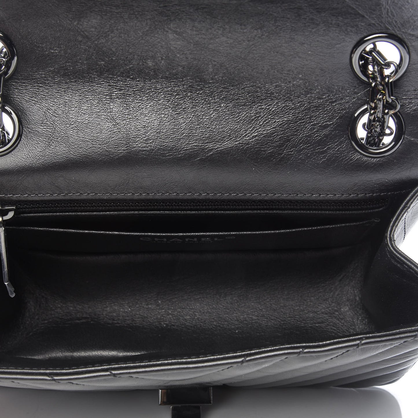 Aged Calfskin Chevron Quilted 2.55 Reissue Mini Flap So Black