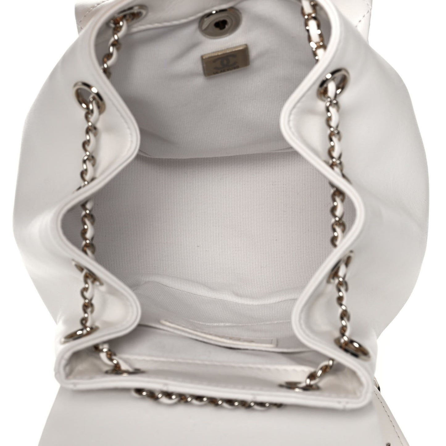 Lambskin Quilted Small Duma Drawstring Backpack White
