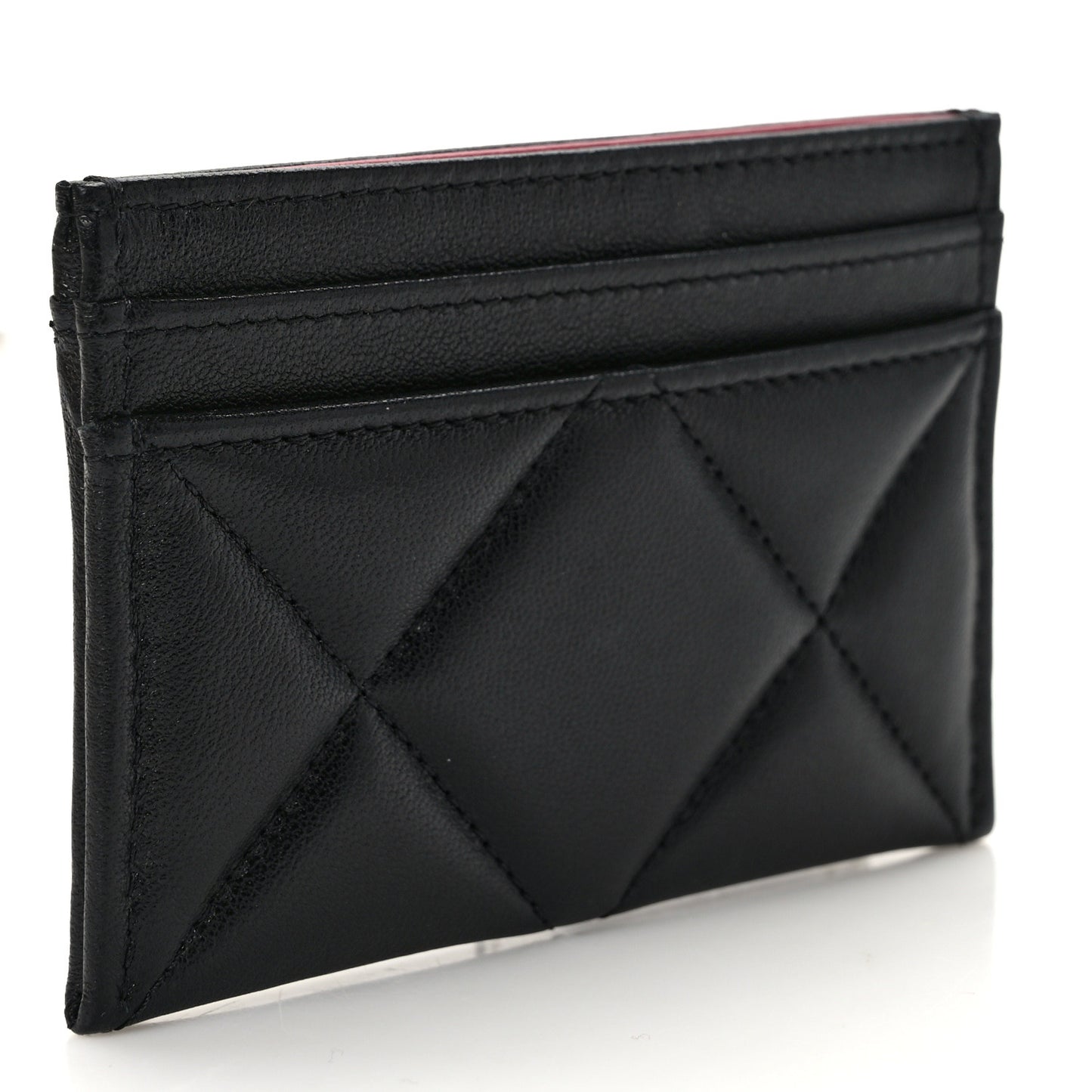 Lambskin Quilted Chanel 19 Card Holder Black