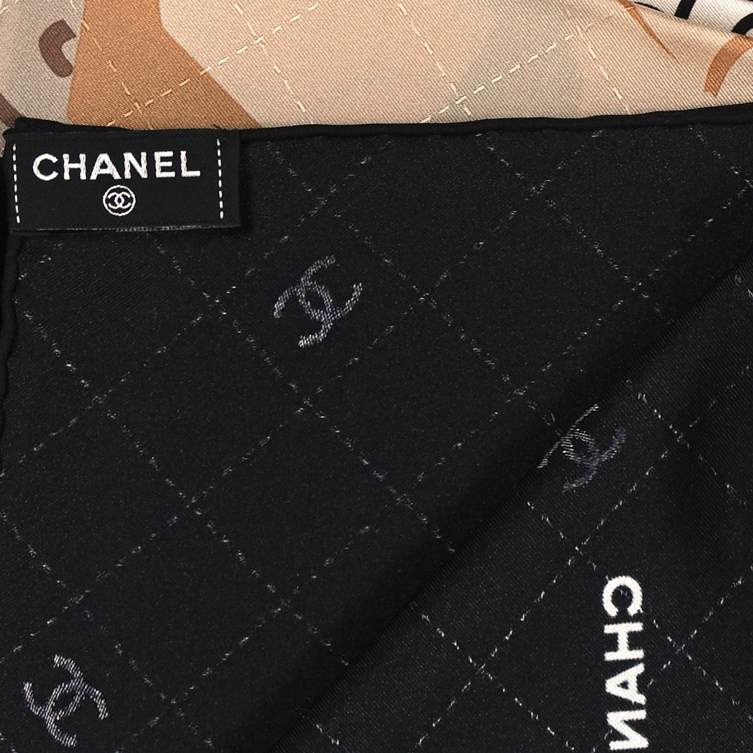 Chanel Silk Apartment Square Scarf Black Multicolor 3 of 3