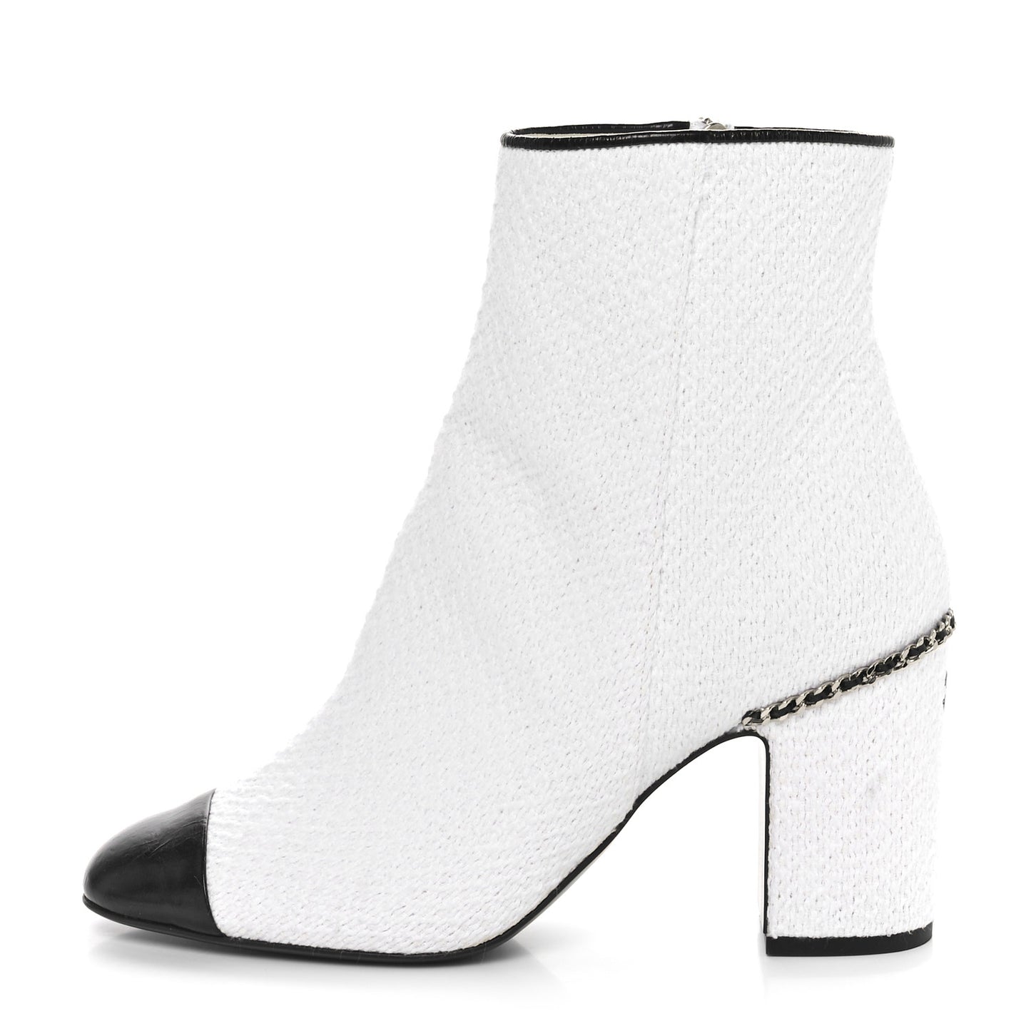 Tweed Cap Toe CC Ankle Boots 39.5 White Black