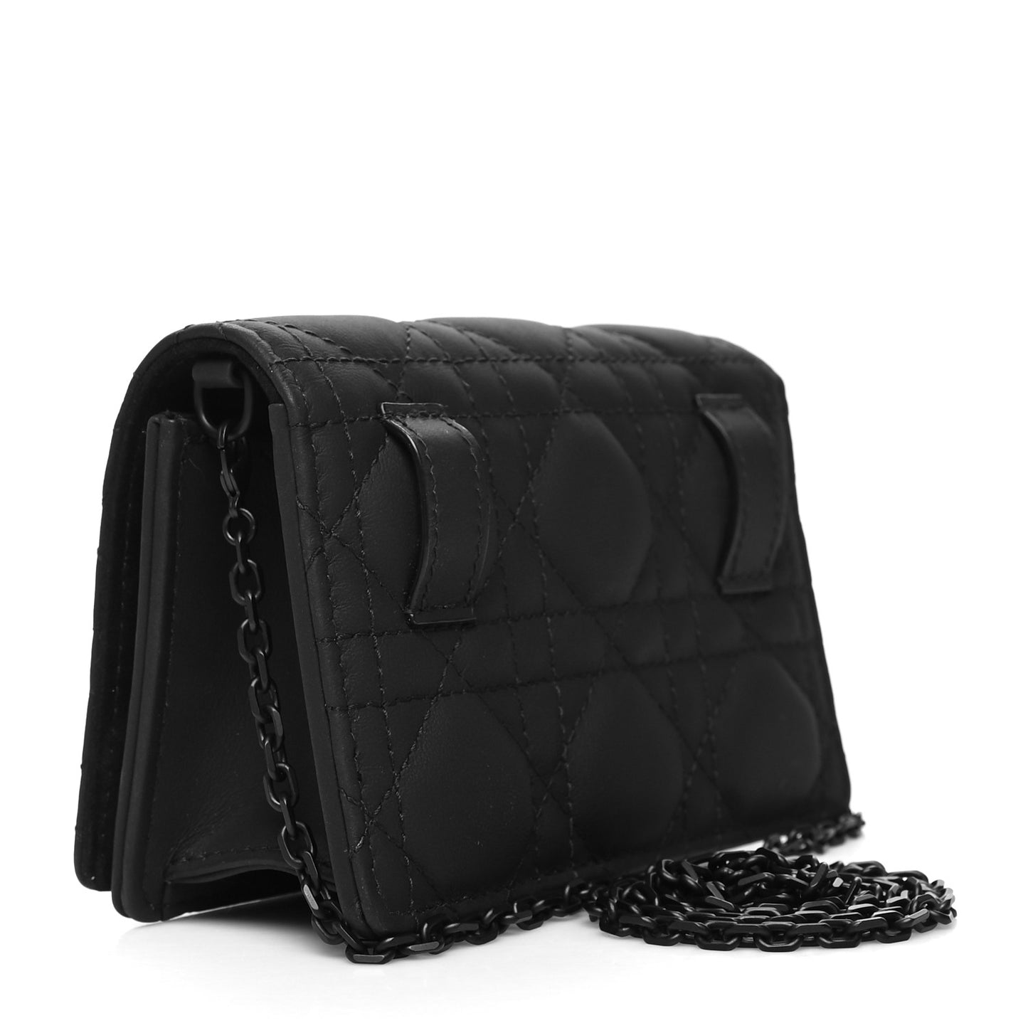 Ultra Matte Calfskin Cannage Nano Lady Dior Pouch Black