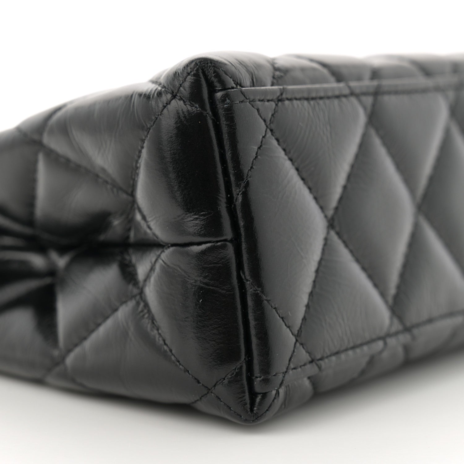 Chanel Shiny Aged Calfskin Quilted Nano Kelly Shopper Black 9 of 11