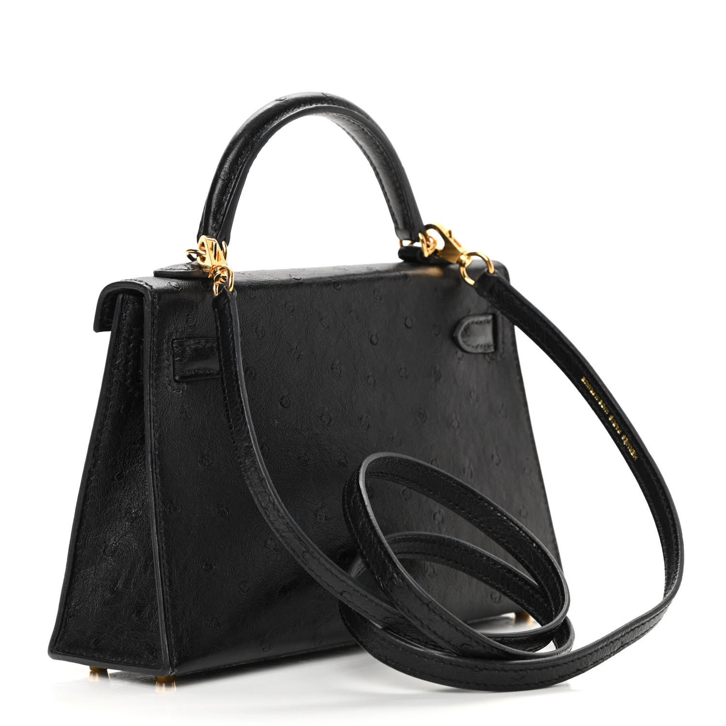 Ostrich Kelly Sellier Mini 20 Black