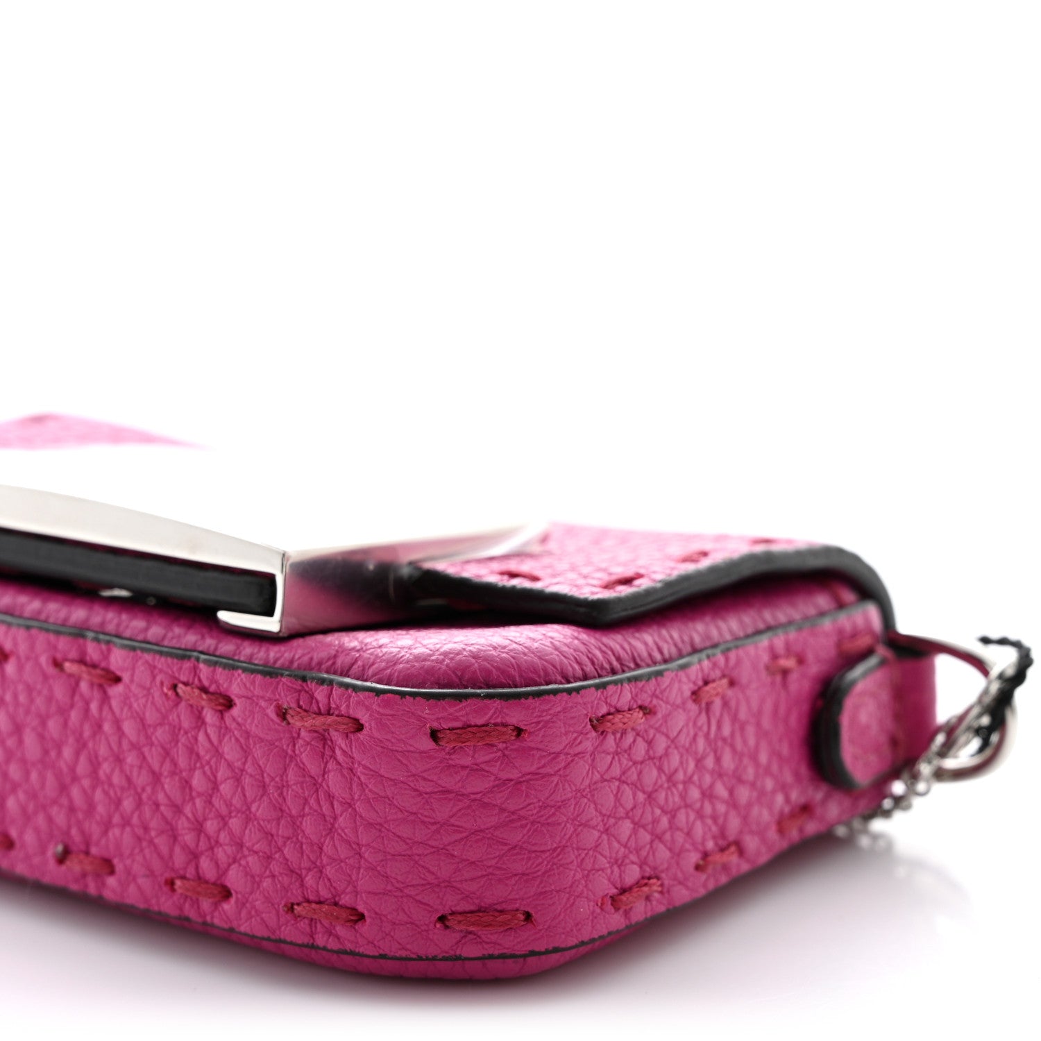 Fendi Cuoio Romano Selleria Nano Maxi Buckle Baguette Charm Magenta 9 of 9