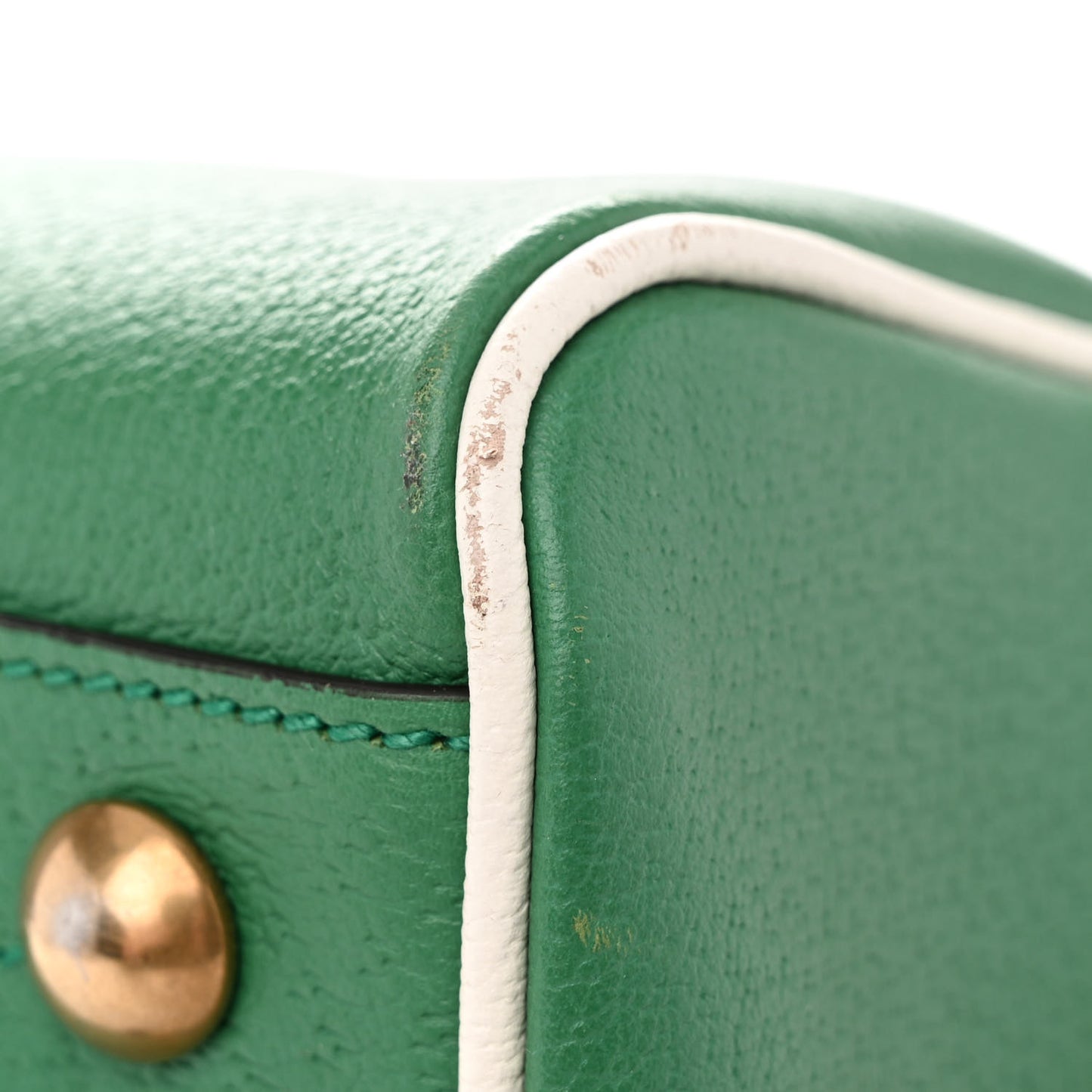 X ADIDAS Textured Dollar Calfskin Web Trefoil Logo Embossed Mini Bowling Bag New Shamarock Off White