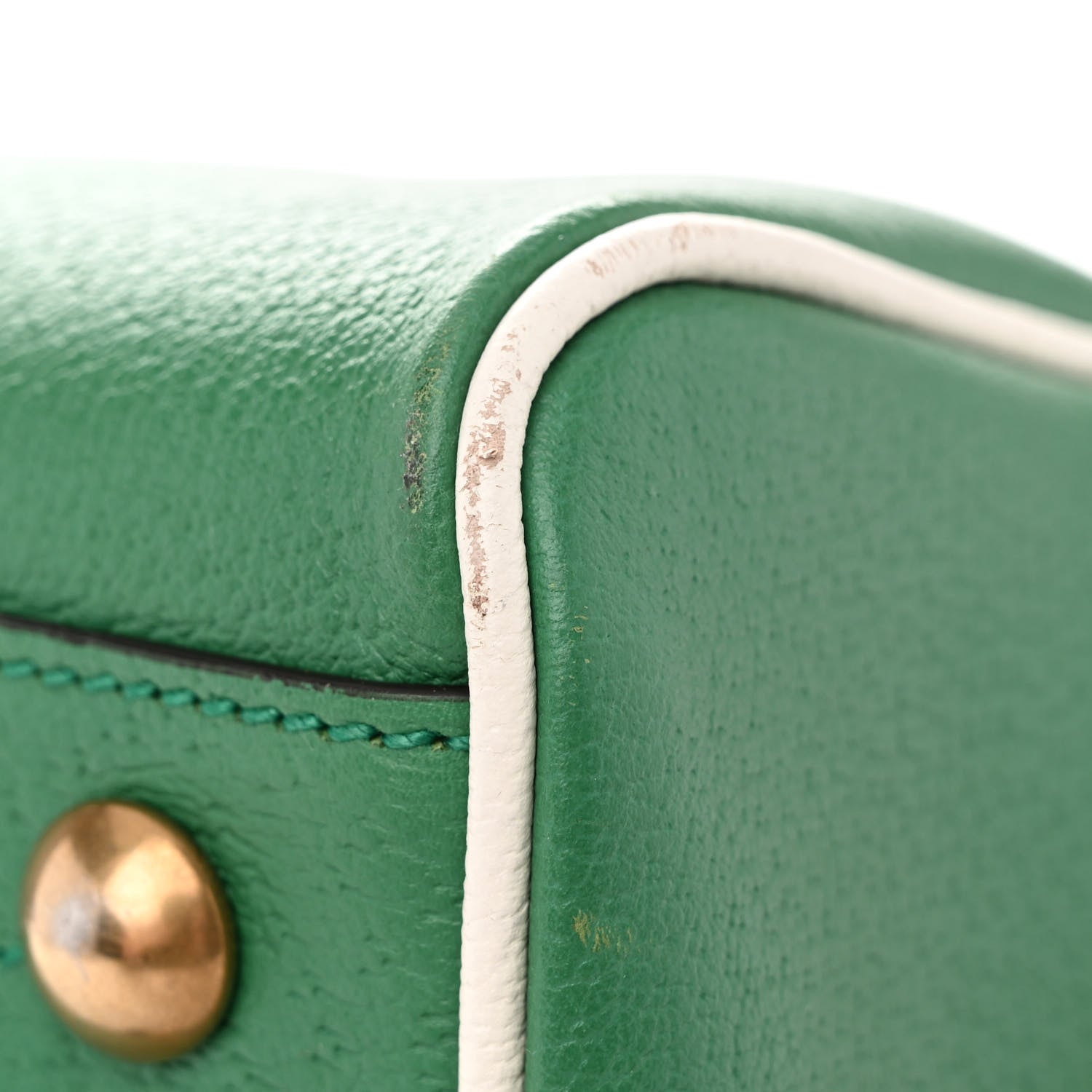 Gucci X ADIDAS Textured Dollar Calfskin Web Trefoil Logo Embossed Mini Bowling Bag New Shamarock Off White 12 of 13