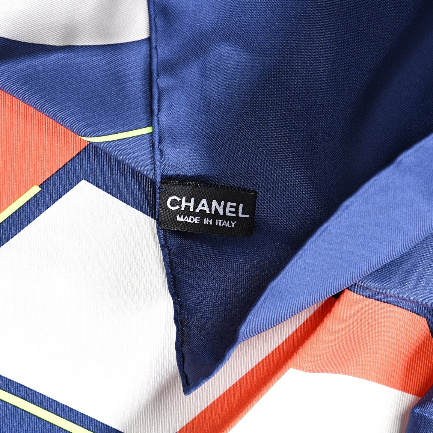 Silk Geometric Logo CC Scarf Navy Blue