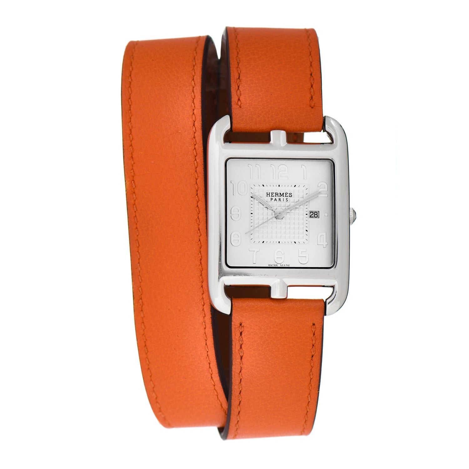 Hermes Stainless Steel Swift 29mm Cape Cod Double Tour Quartz Watch Orange 1 of 4