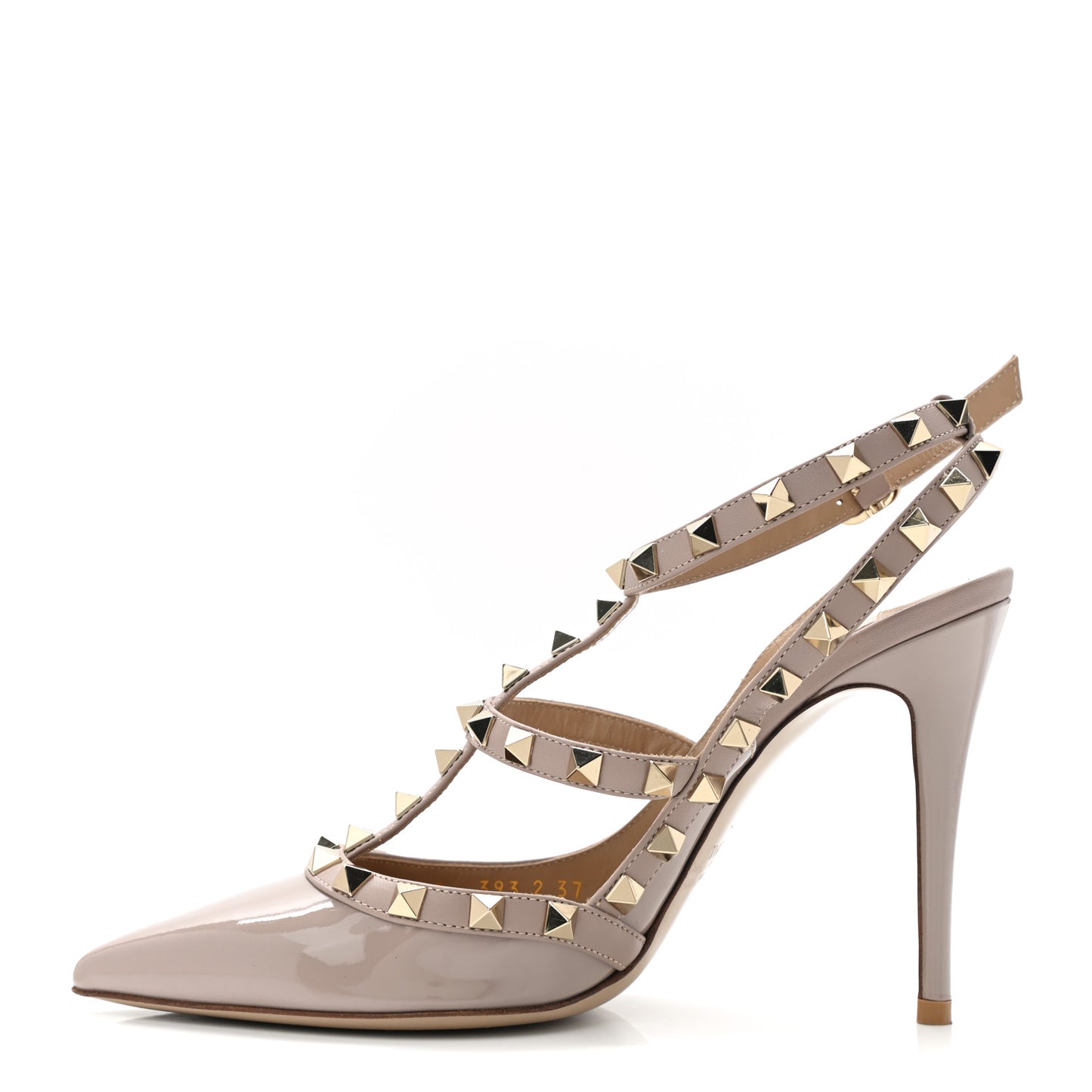 Patent Nappa Rockstud Ankle Strap 100mm Pumps 37 Poudre