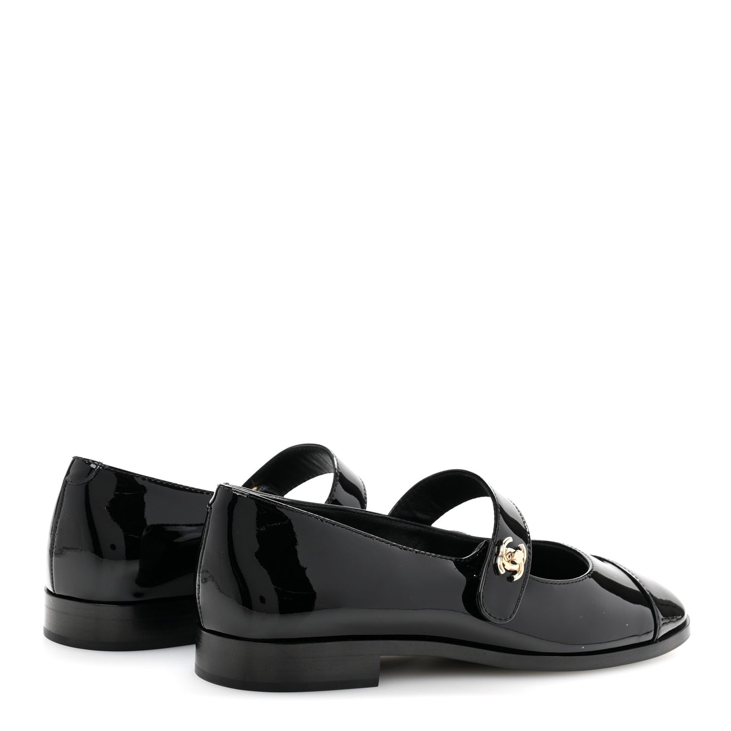 Patent Calfskin Mary Janes Flats 37.5 Black