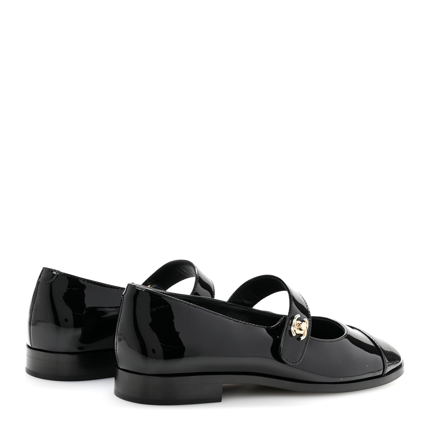 Chanel Patent Calfskin Mary Janes Flats 37.5 Black 5 of 10