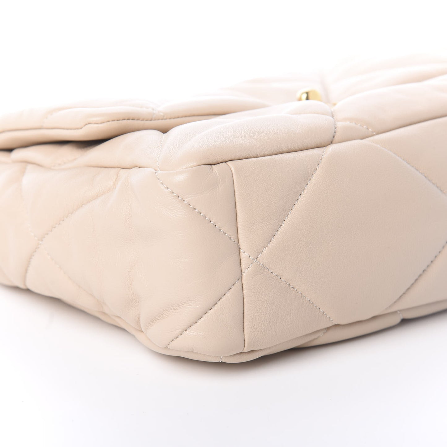 Lambskin Quilted Large 19 Flap Beige