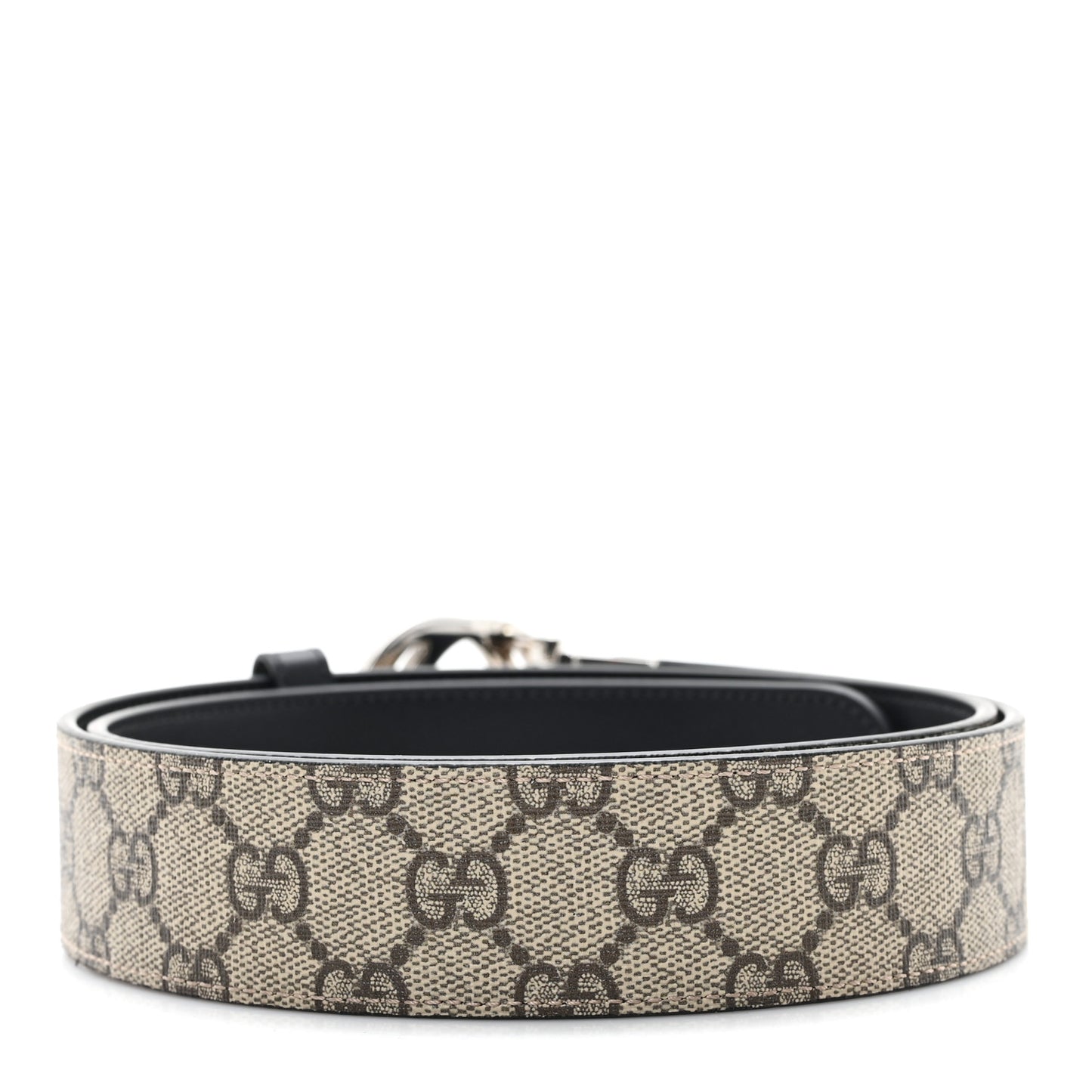GG Supreme Monogram Selleria Calfskin Interlocking G Reversible 37mm Belt 95 38 Beige Ebony Black