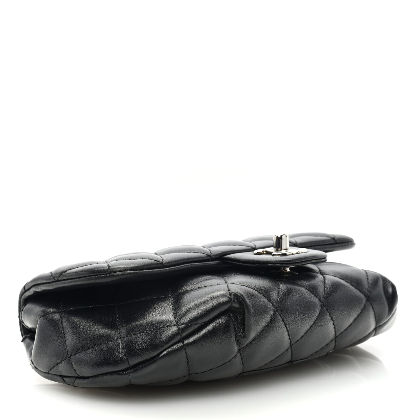 Calfskin Quilted CC Uniform Flap Belt Bag Black
