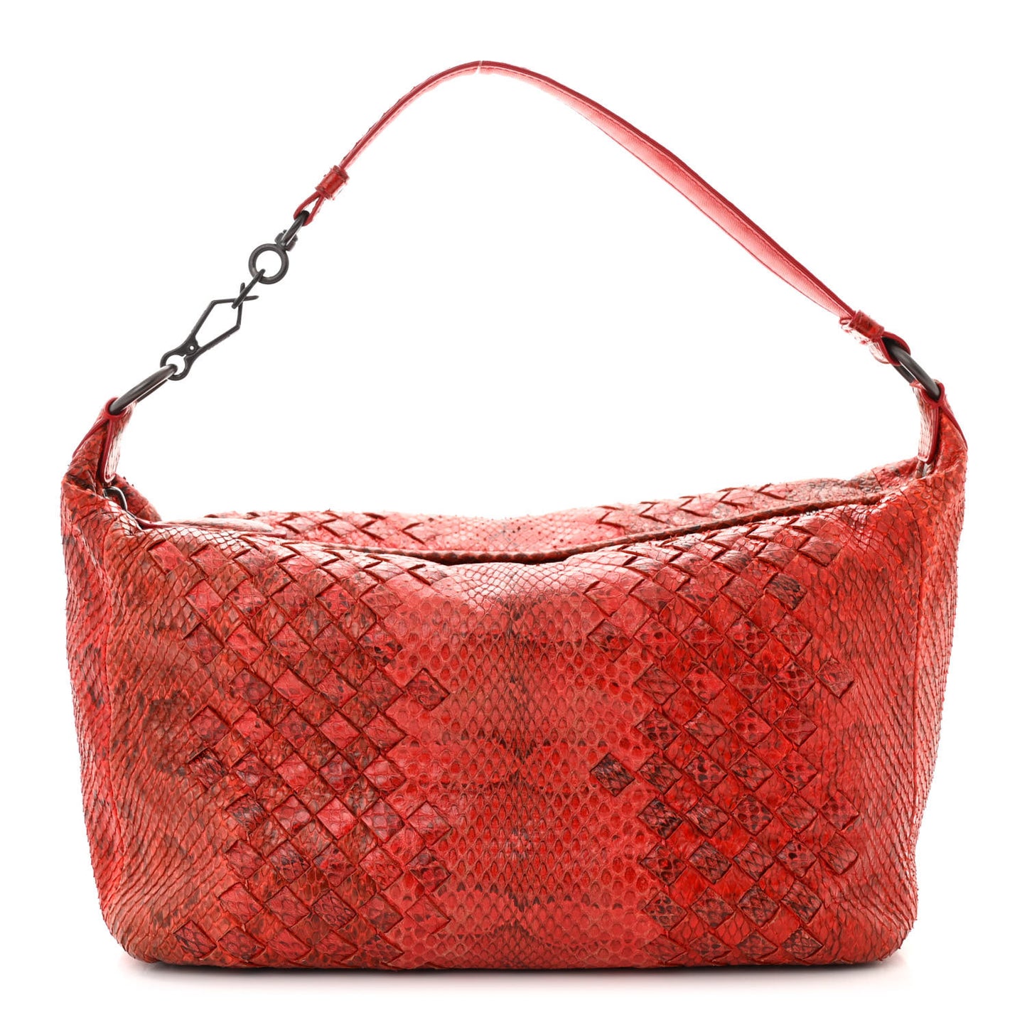 Snakeskin Intrecciato Small Shoulder Bag Red Multicolor