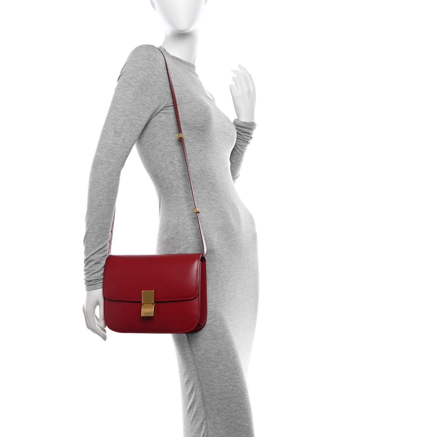 Box Calfskin Medium Classic Box Flap Bag Red