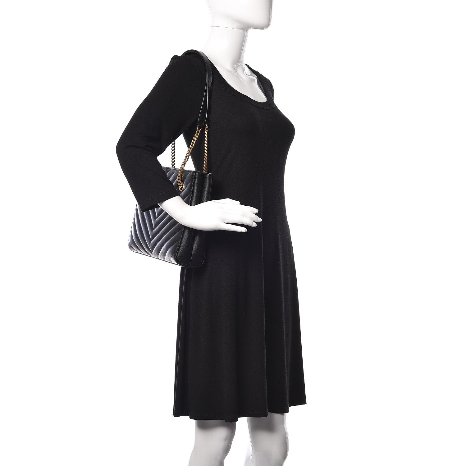 Saint Laurent Grain De Poudre Matelasse Chevron Small Tribeca Shopping Bag Black 2 of 11