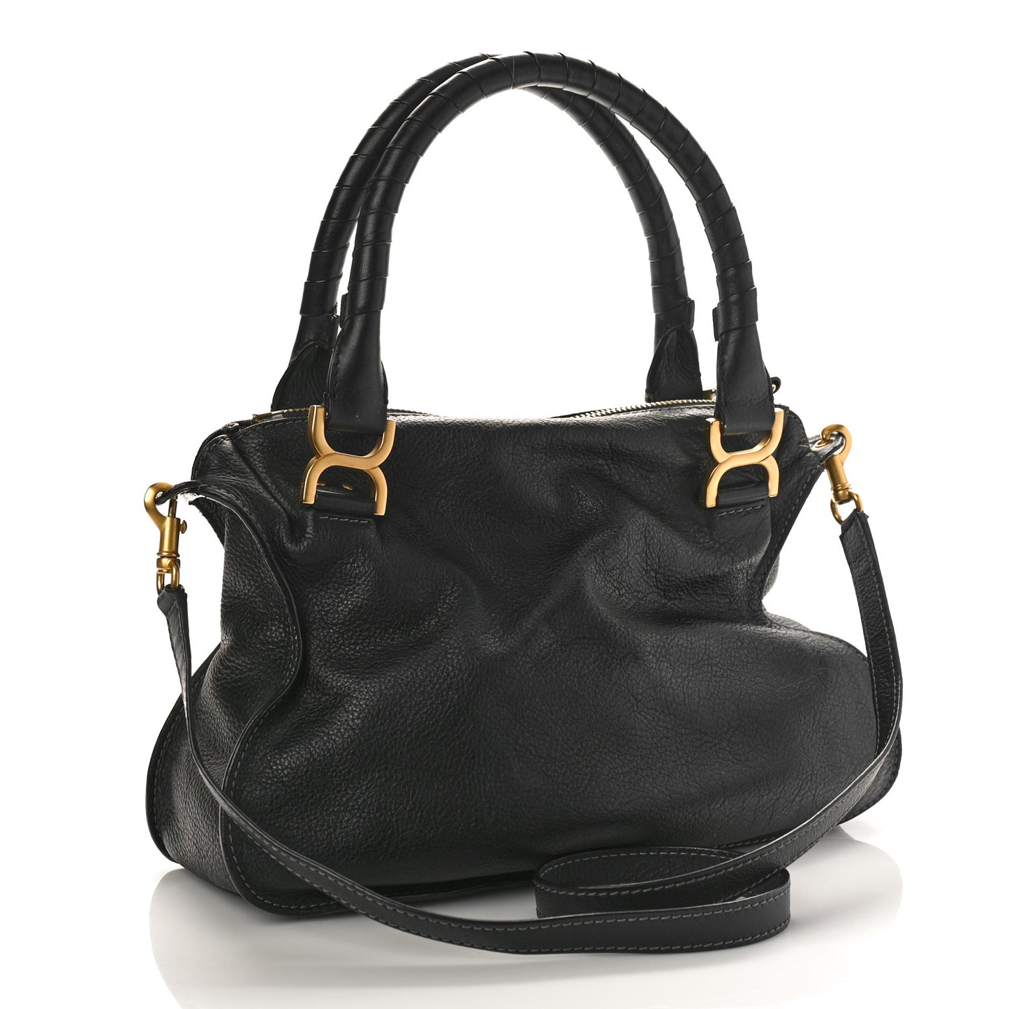 Calfskin Medium Marcie Satchel Black