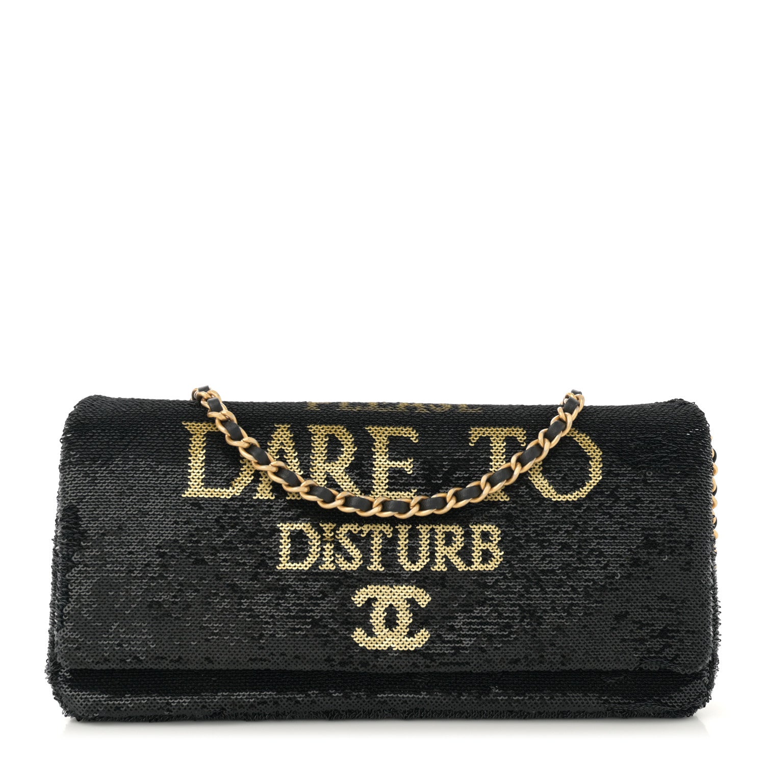 Chanel Sequin Paris Cosmopolite Dare To Disturb Flap Black Gold
