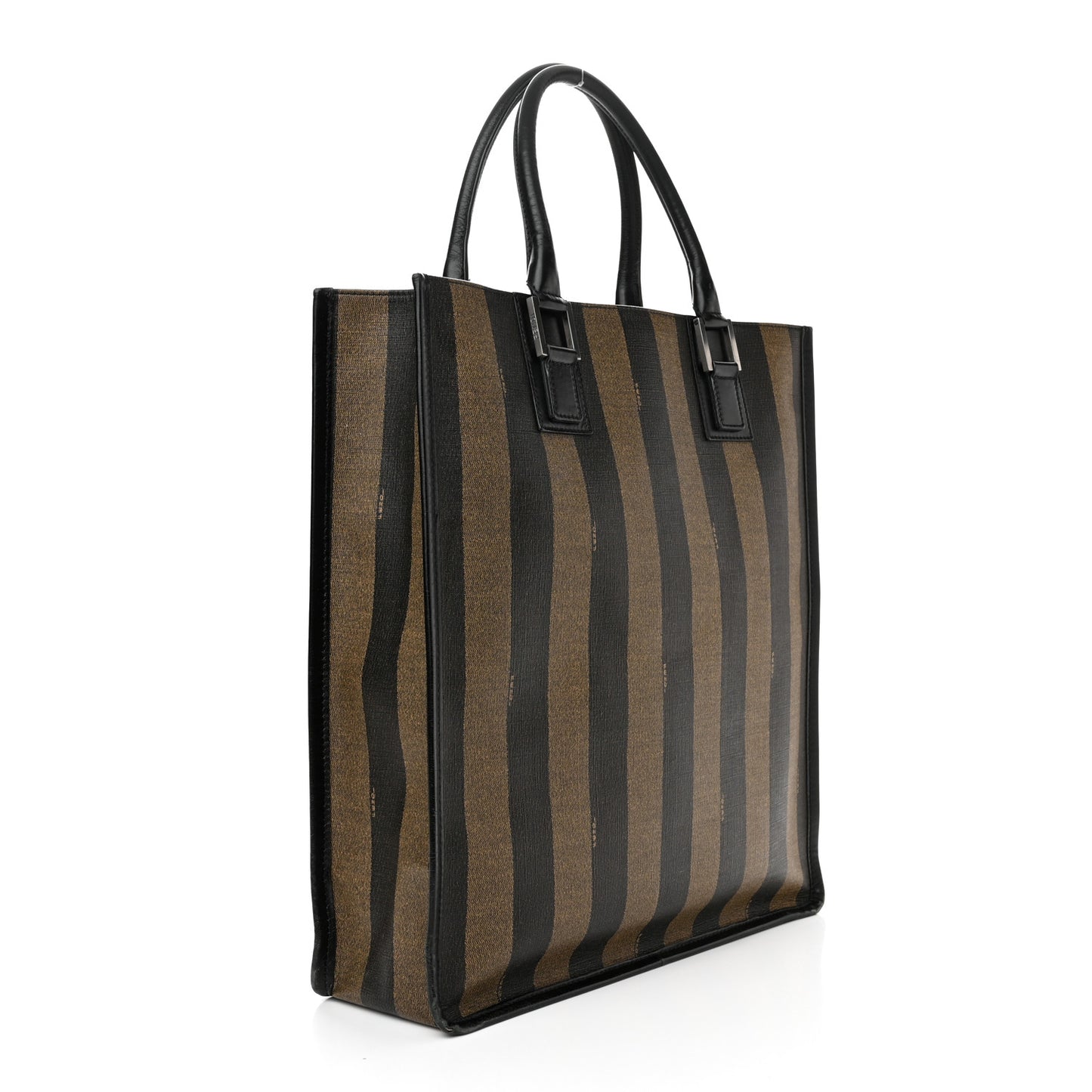 Calfskin Coated Canvas Pequin Tote Tobacco