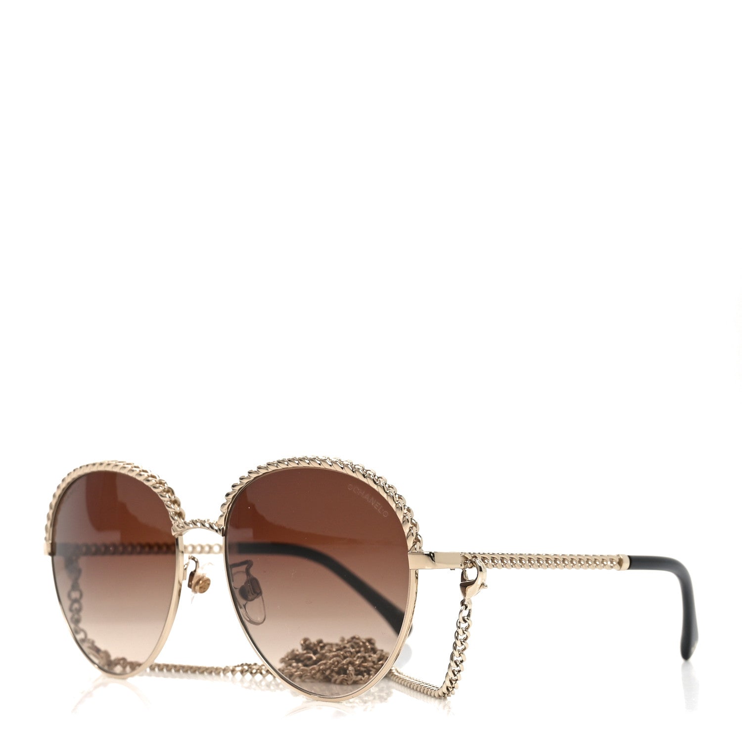 Chanel Chain Pantos Sunglasses 4242 Gold Brown 1841995 – FASHIONPHILE