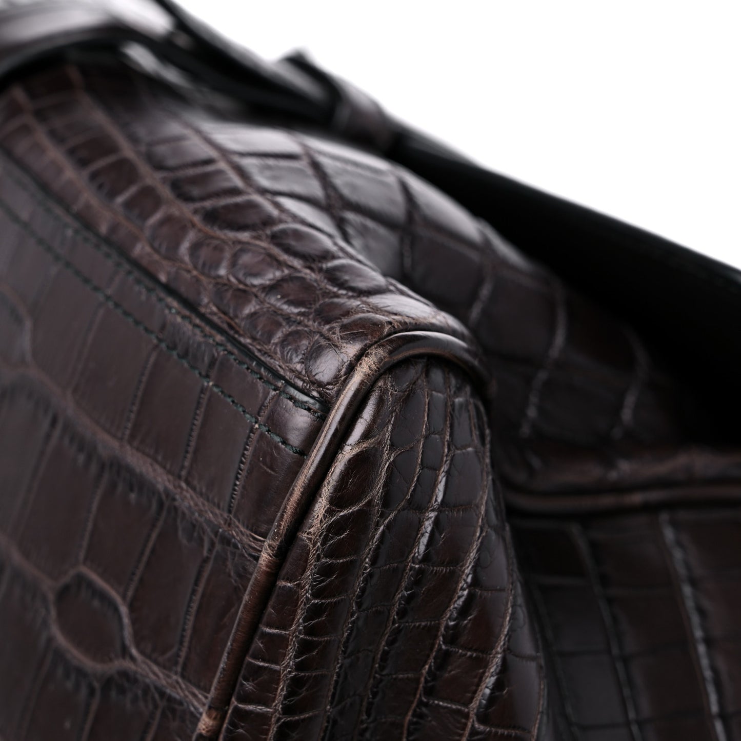 Soft Crocodile Fume Satchel Charcoal Ebano