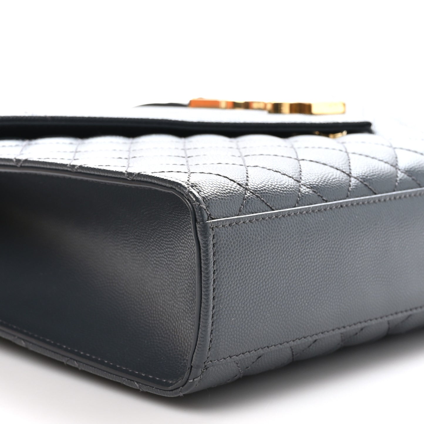 Grain De Poudre Textured Mixed Matelasse Large Triquilt Monogram Satchel Dark Smog