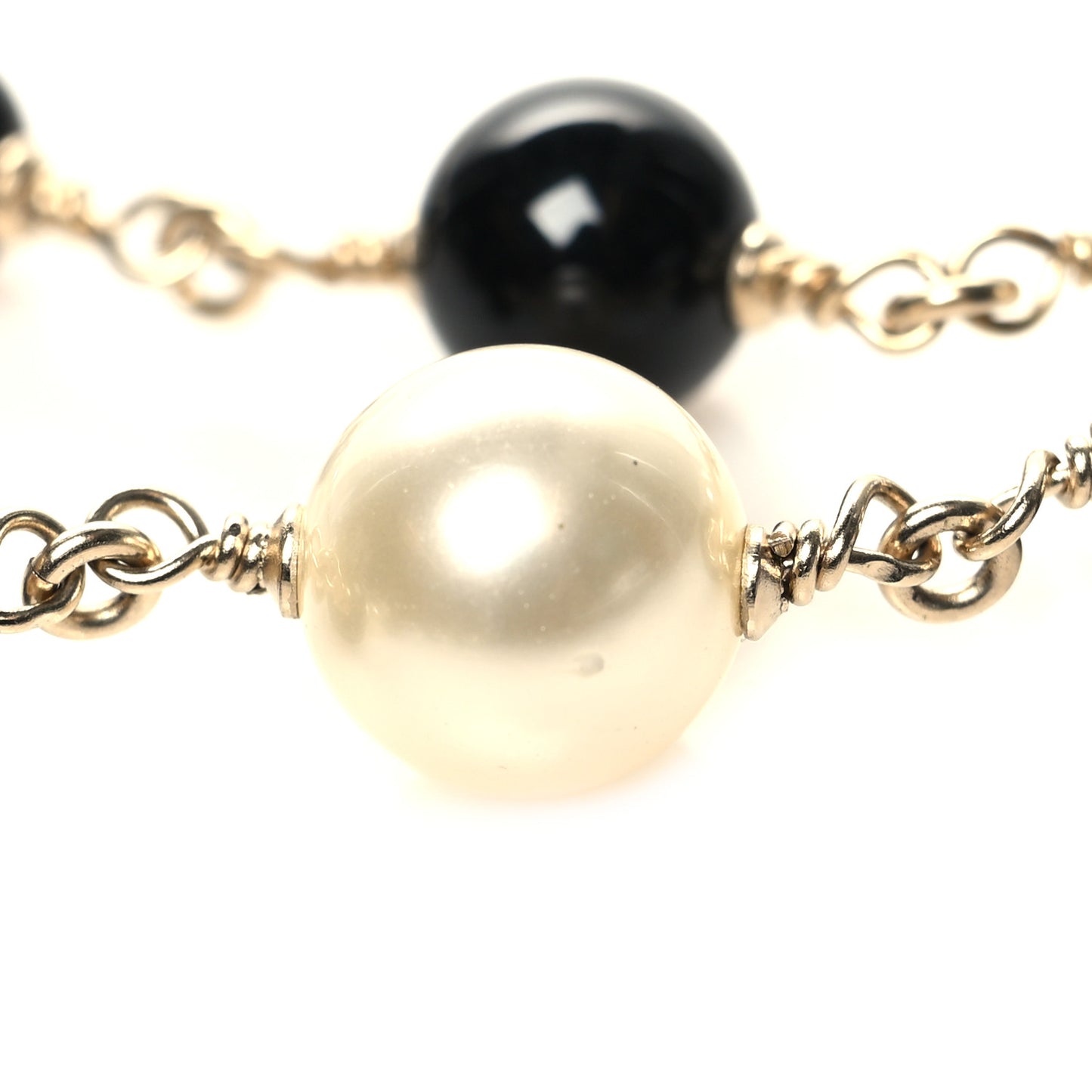 Pearl CC 100th Anniversary Coco Charm Necklace Black Beige Gold