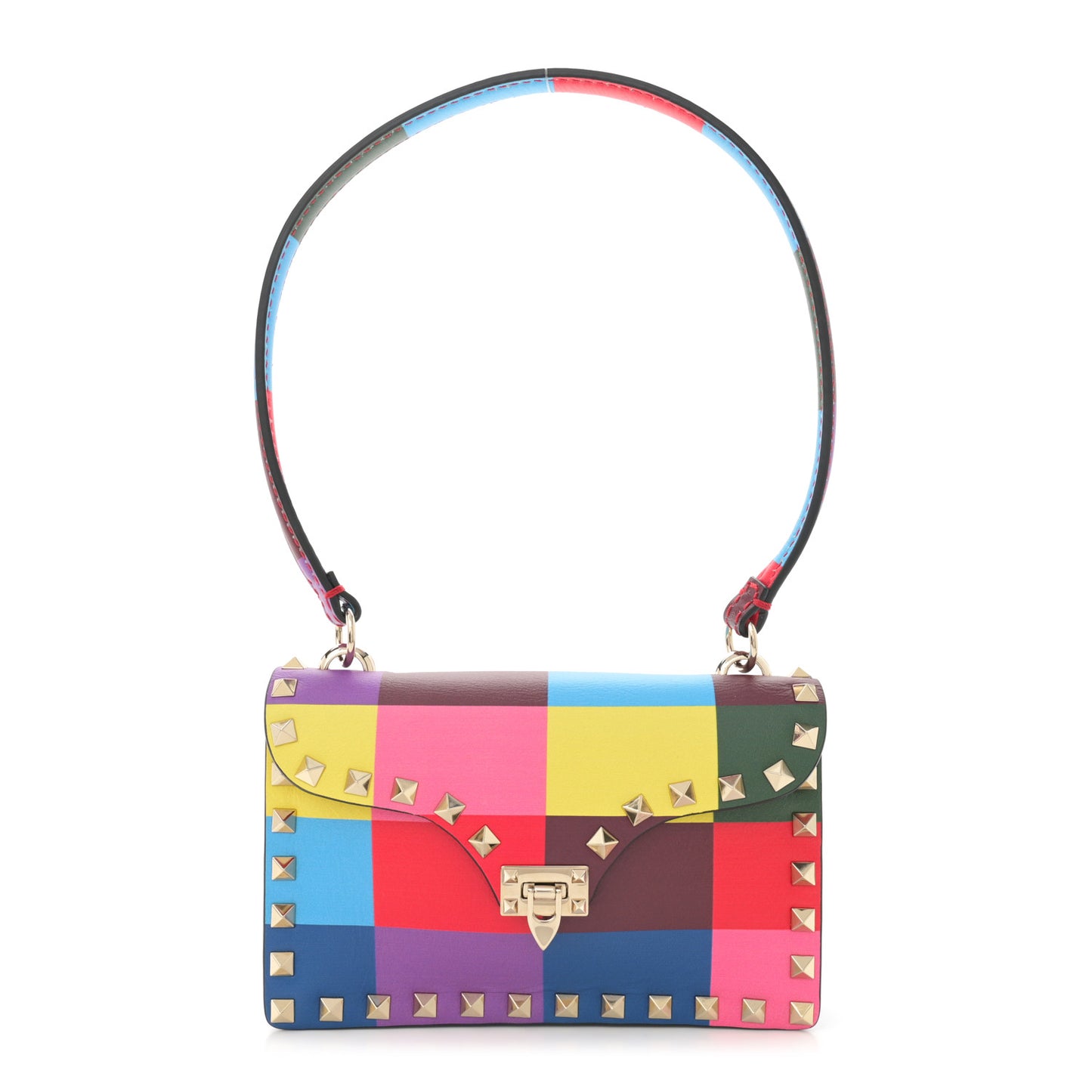 Vitello 1973 Rockstud Fliplock Clutch With Chain Multicolor