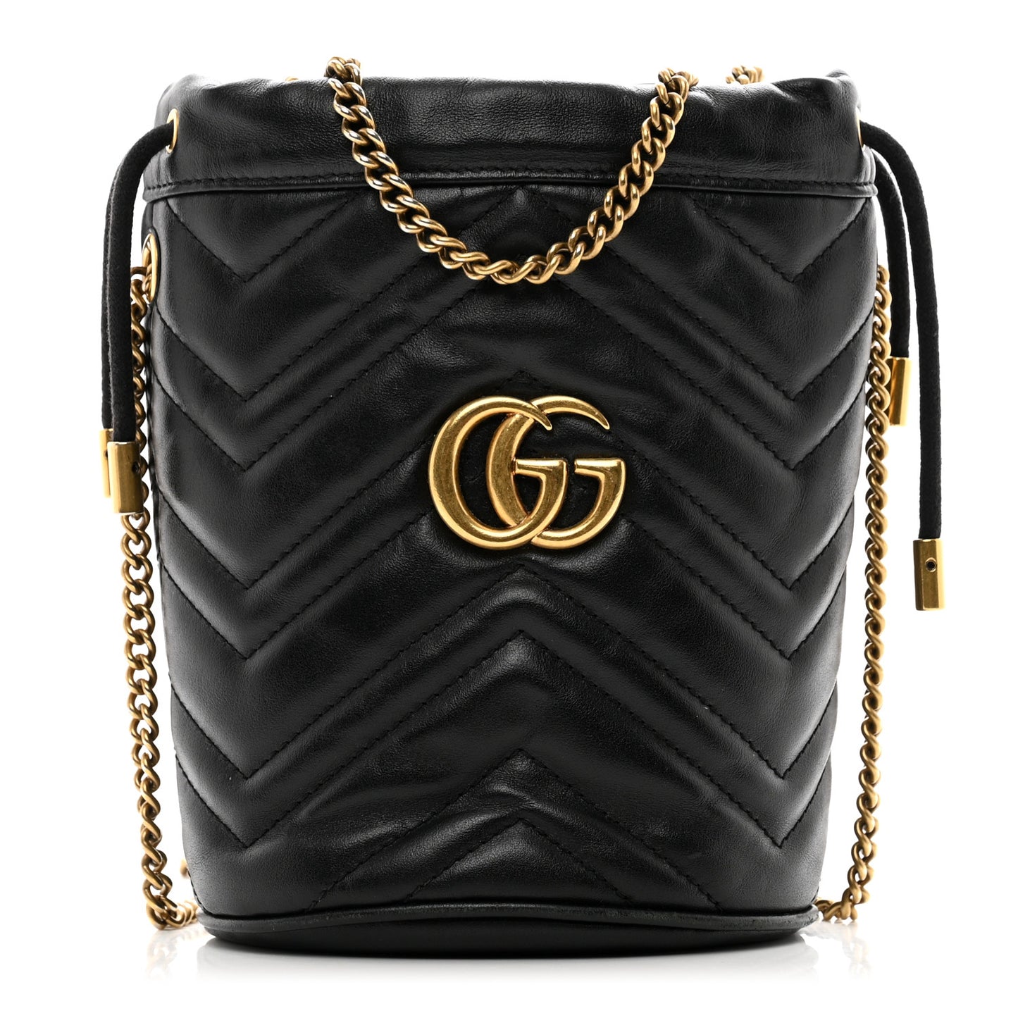 Calfskin Matelasse Mini GG Marmont 2.0 Bucket Bag Black