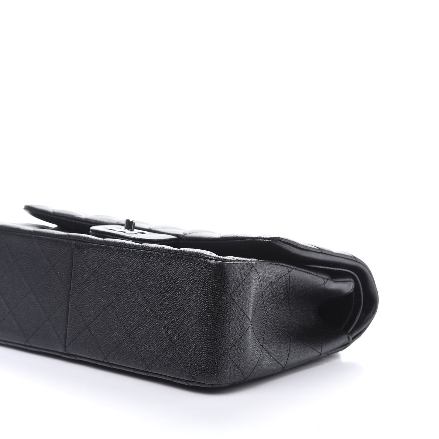 Iridescent Caviar Quilted Jumbo Double Flap Black