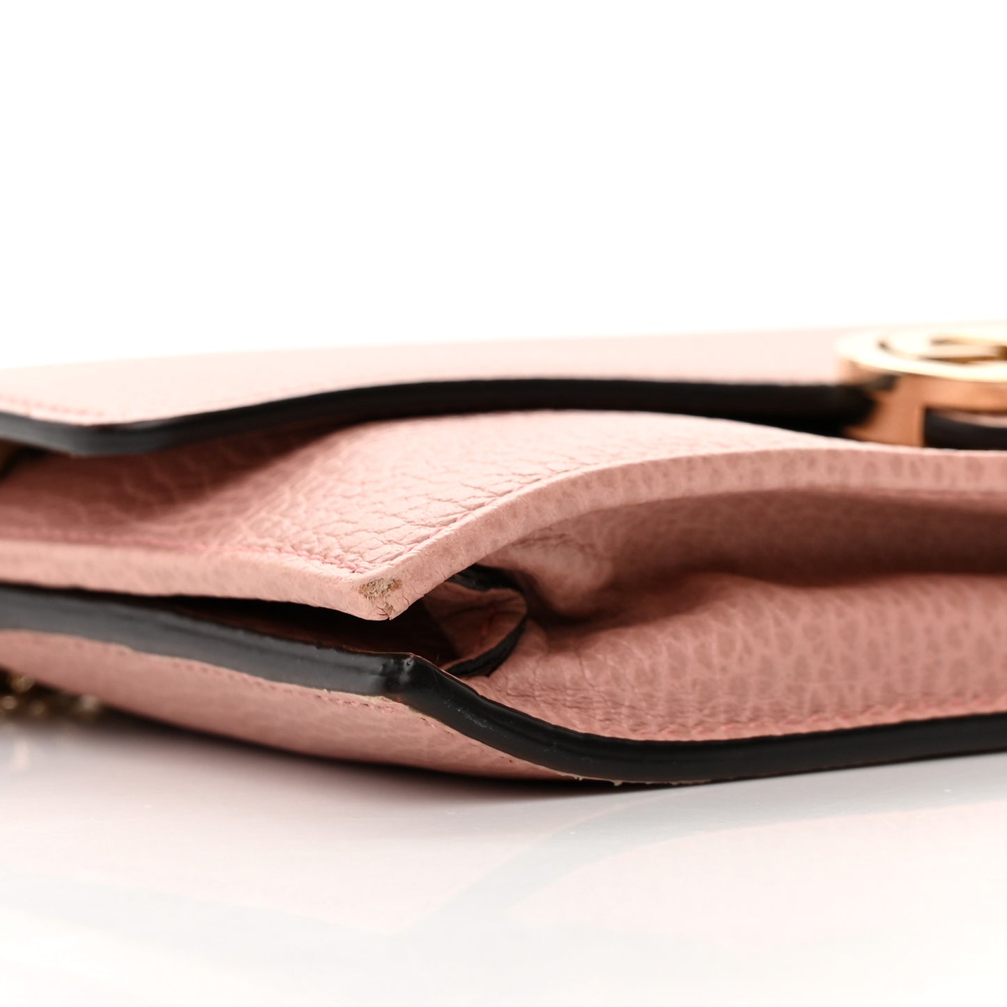Dollar Calfskin Interlocking G Chain Wallet Soft Pink