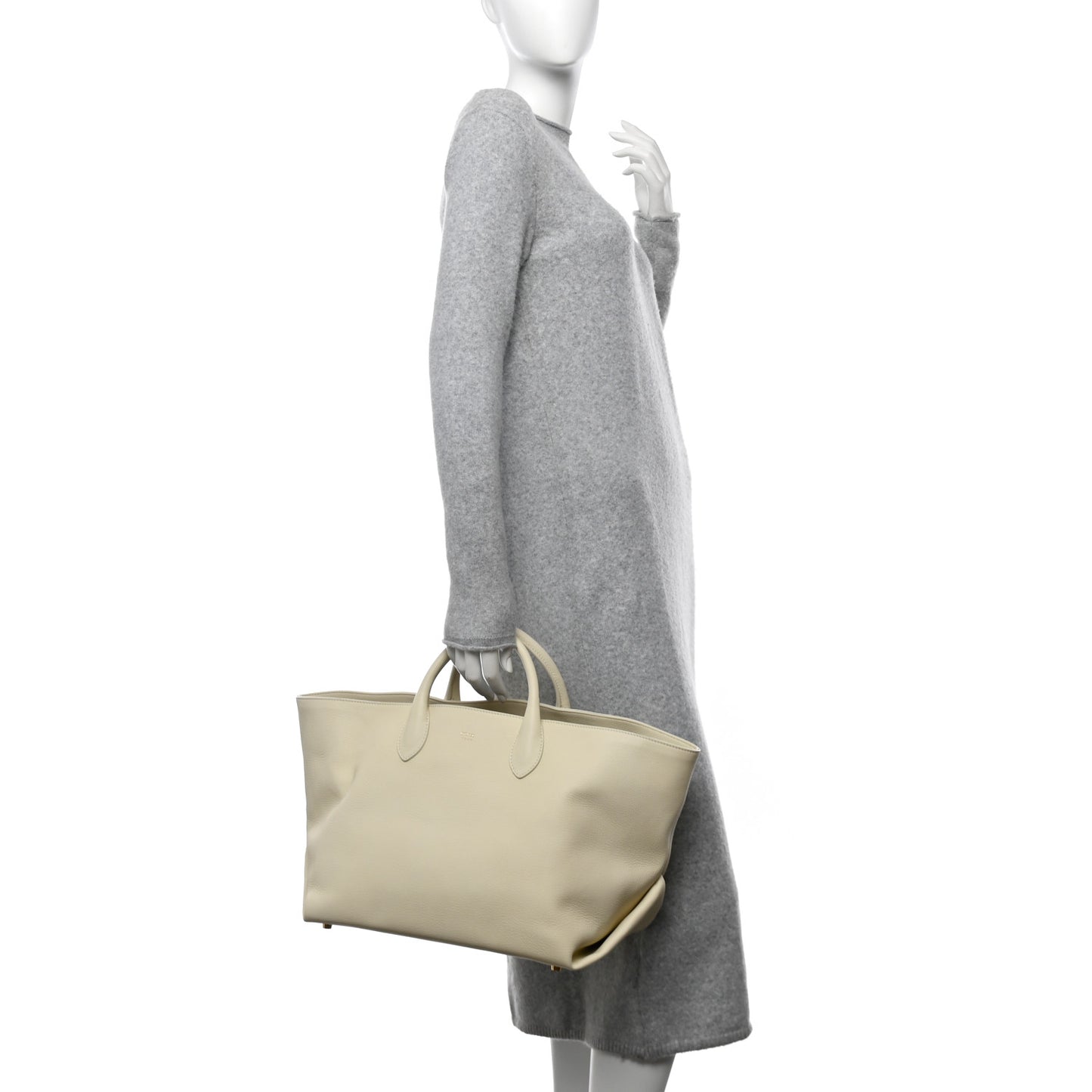 Pebbled Calfskin Medium Amelia Tote Ivory